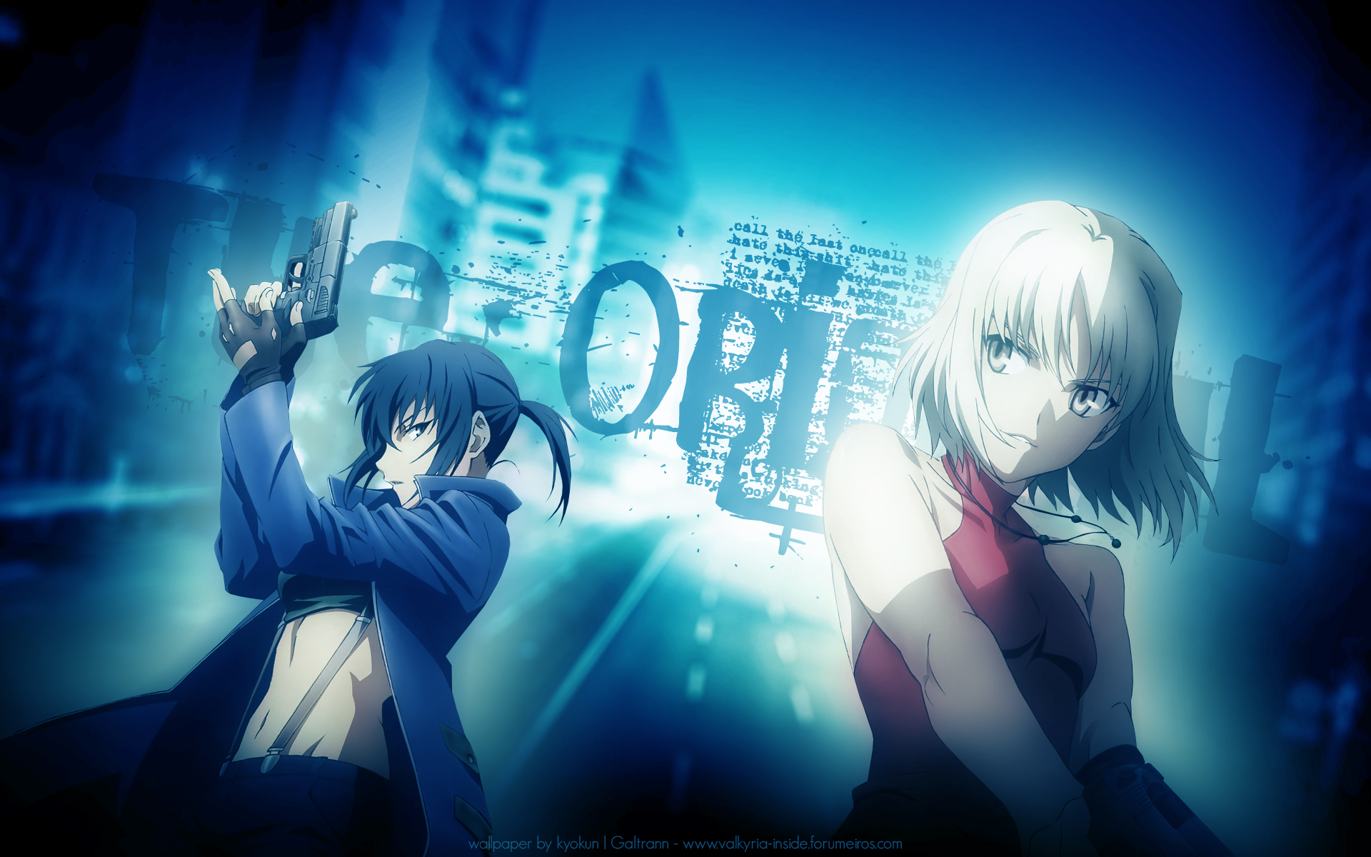 Anime 1920x1200 anime Canaan anime girls Alphard Al Sheya blue girls with guns gun weapon belly women fingerless gloves