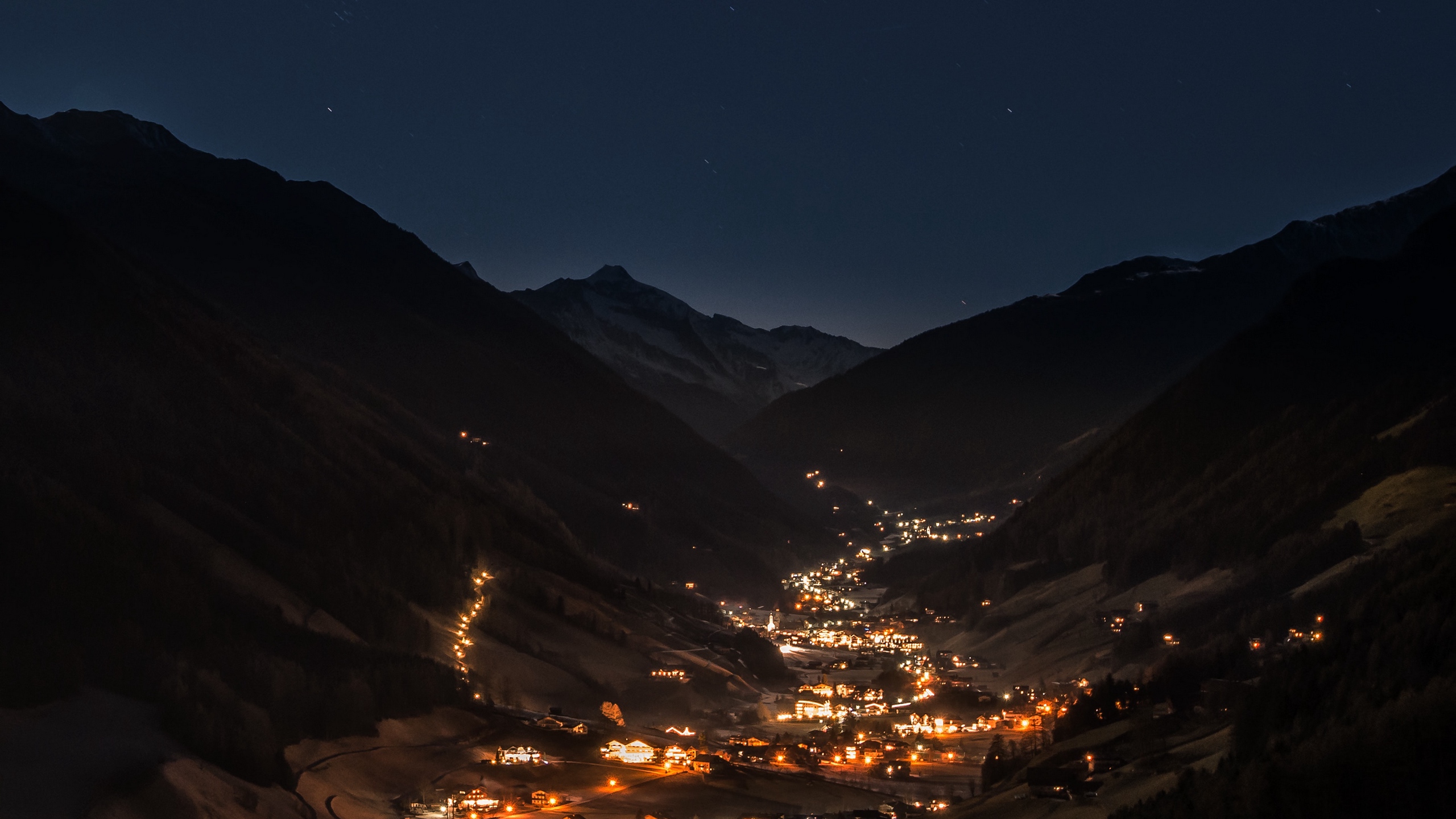 General 2560x1440 mountains night sky valley landscape town city lights