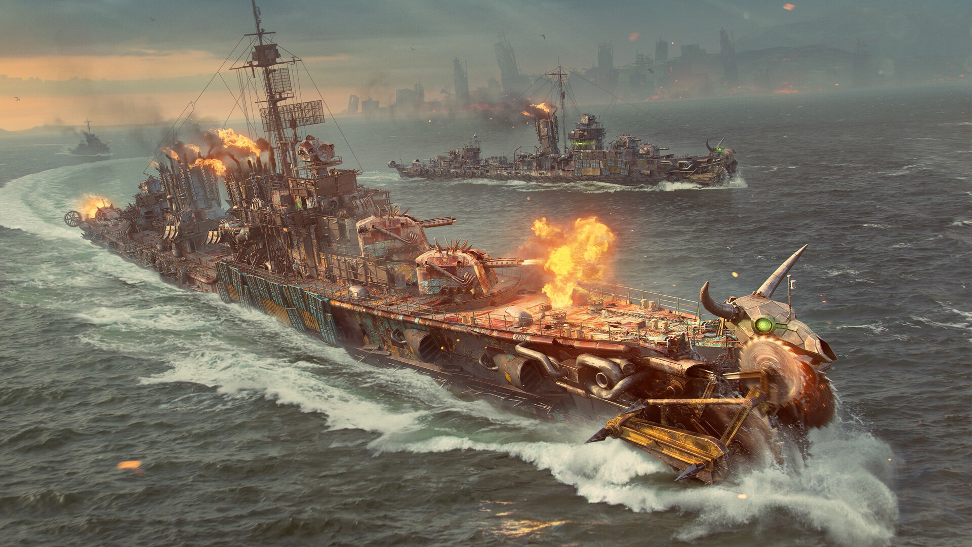 General 1920x1080 steampunk ship vehicle battle artwork fantasy art World of Warships 