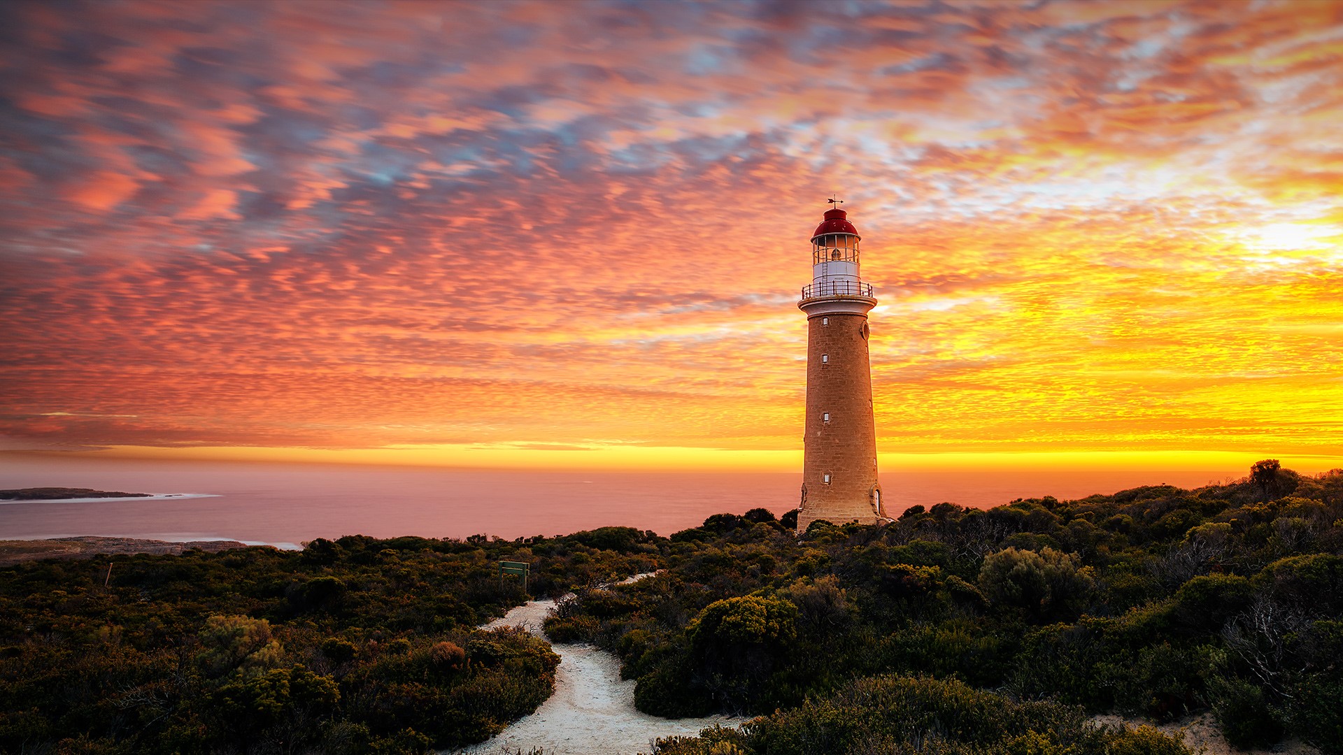 General 1920x1080 nature landscape clouds sky sunset lighthouse sea horizon long exposure plants The Cape du Couedic Lighthouse Australia