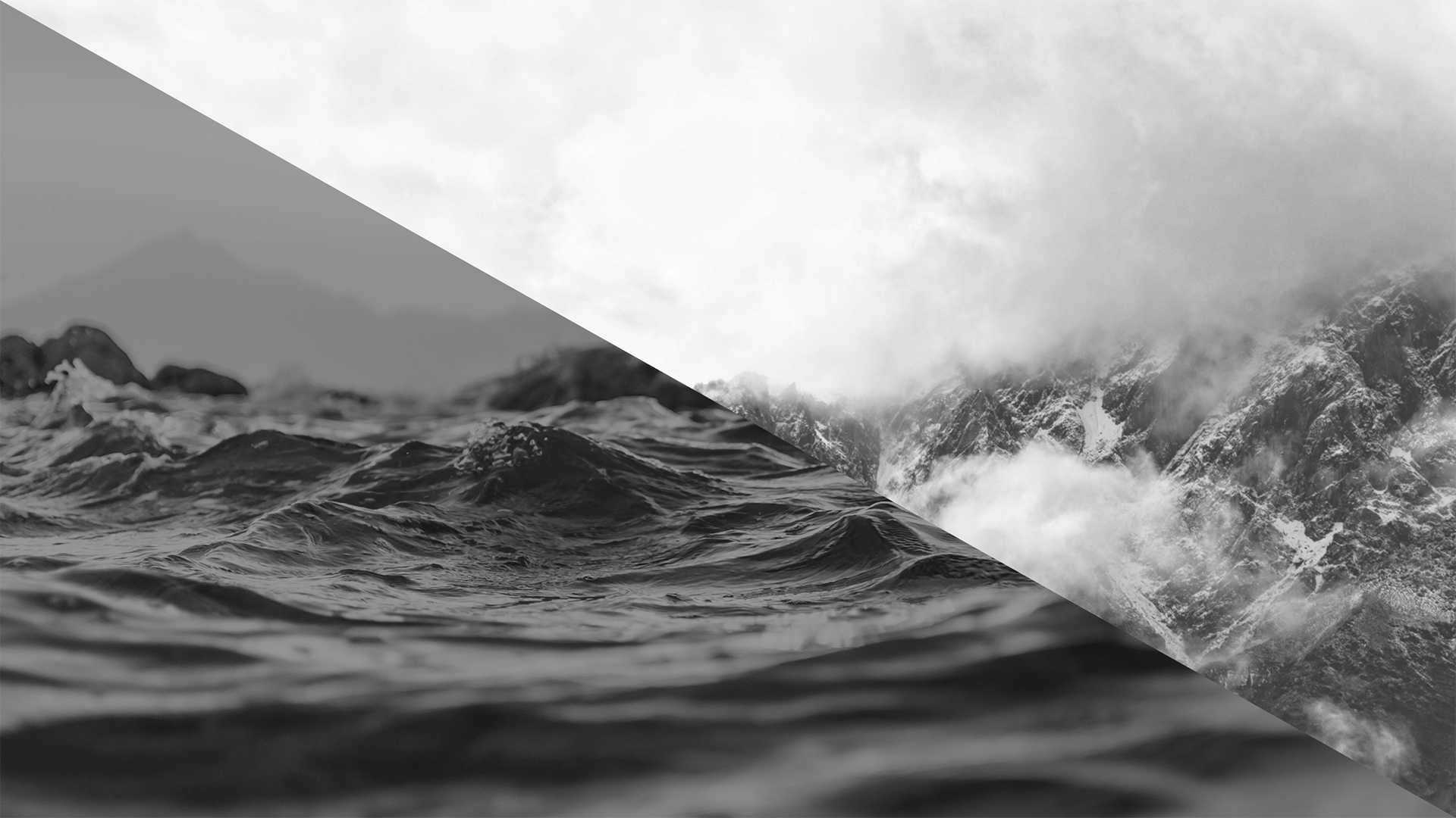 General 1920x1080 monochrome waves mountain top clouds photo manipulation water