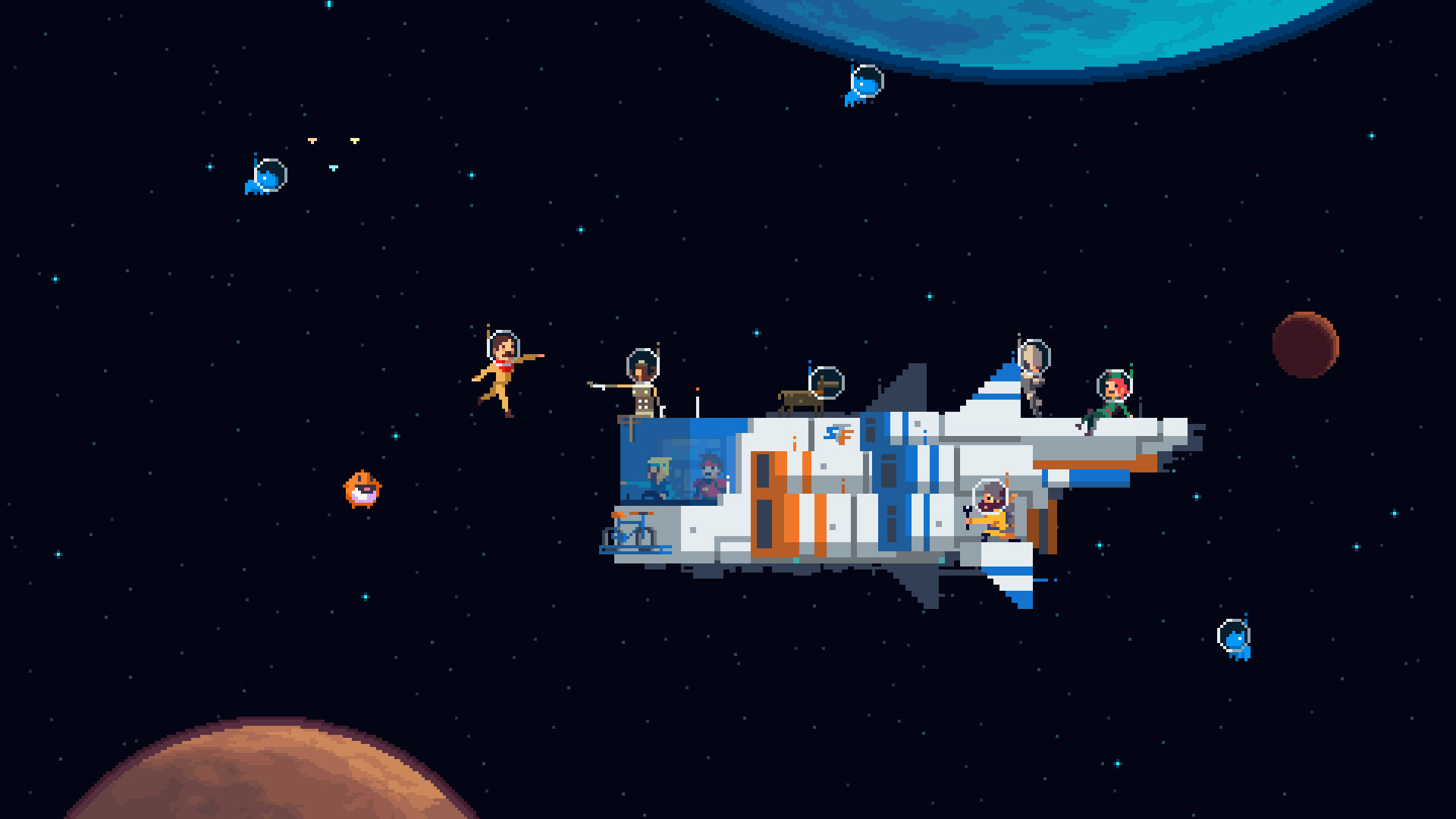 General 1920x1080 pixels pixel art pixelated astronaut space spaceship planet stars Super Time Force Capy Aimy McKillin Jean Rambois