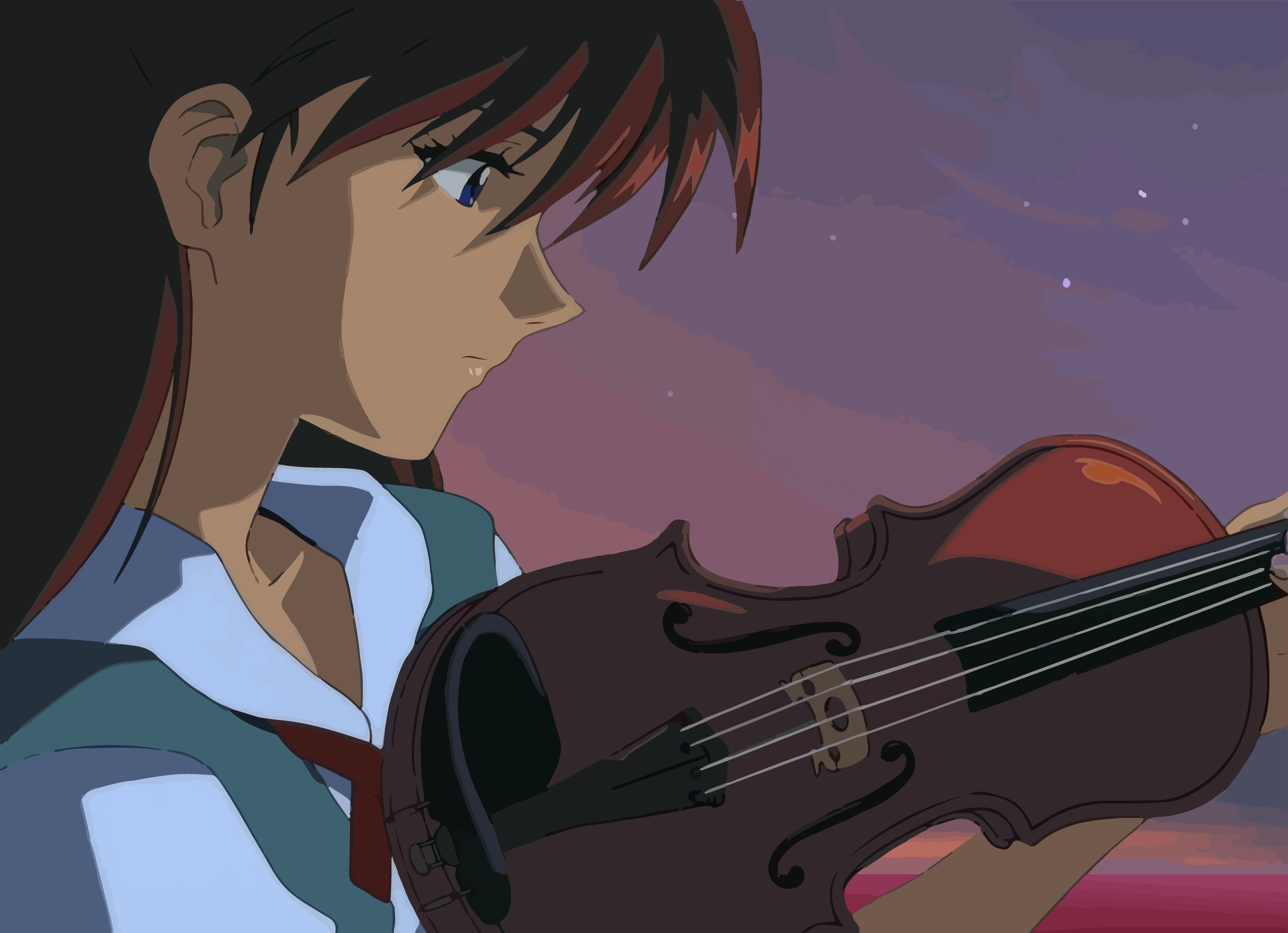 Anime 3438x2492 Asuka Langley Soryu Neon Genesis Evangelion violin anime girls