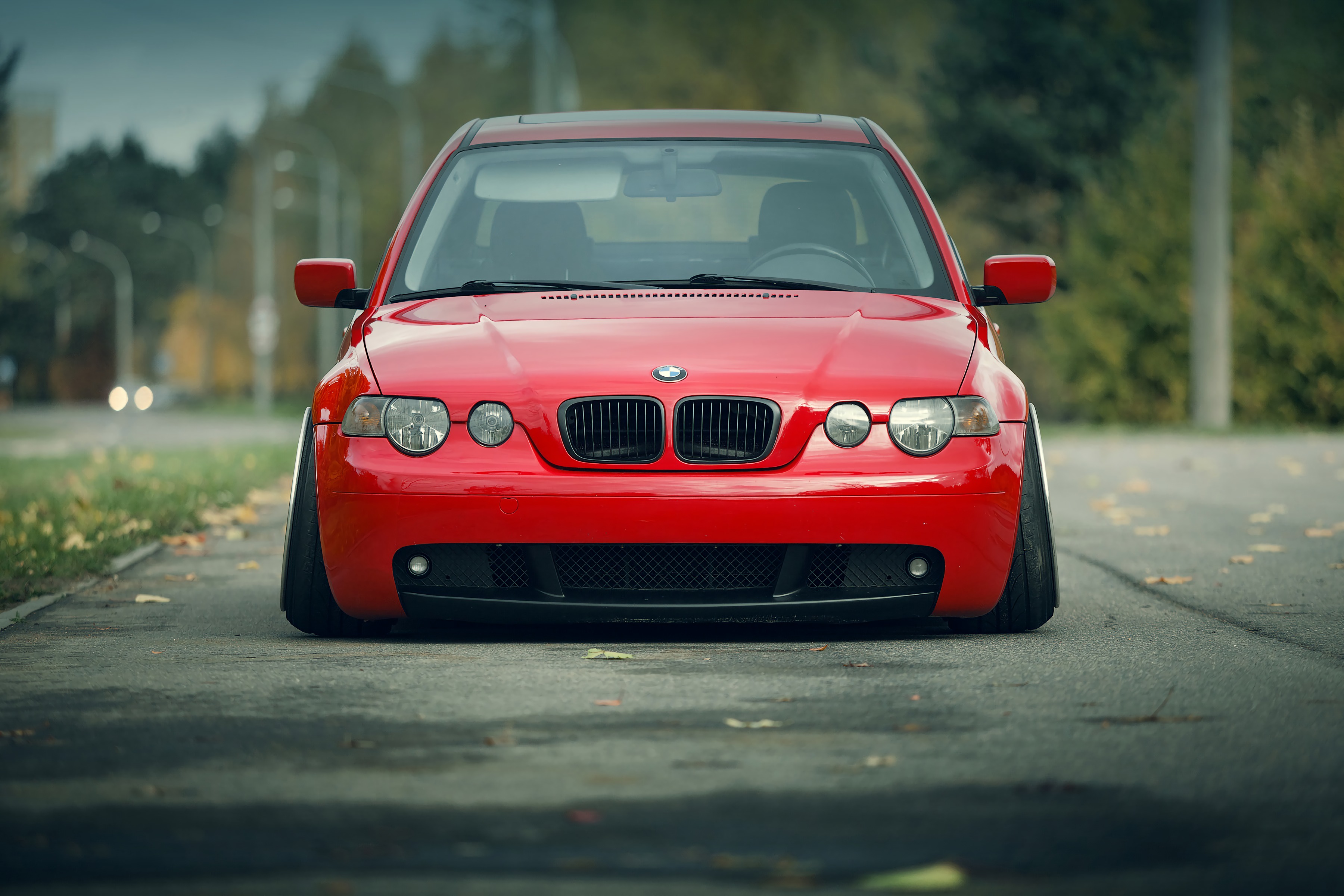 General 3600x2400 BMW stance (cars) Work Wheels red car BMW E46/5 BMW 3 Series frontal view vehicle German cars