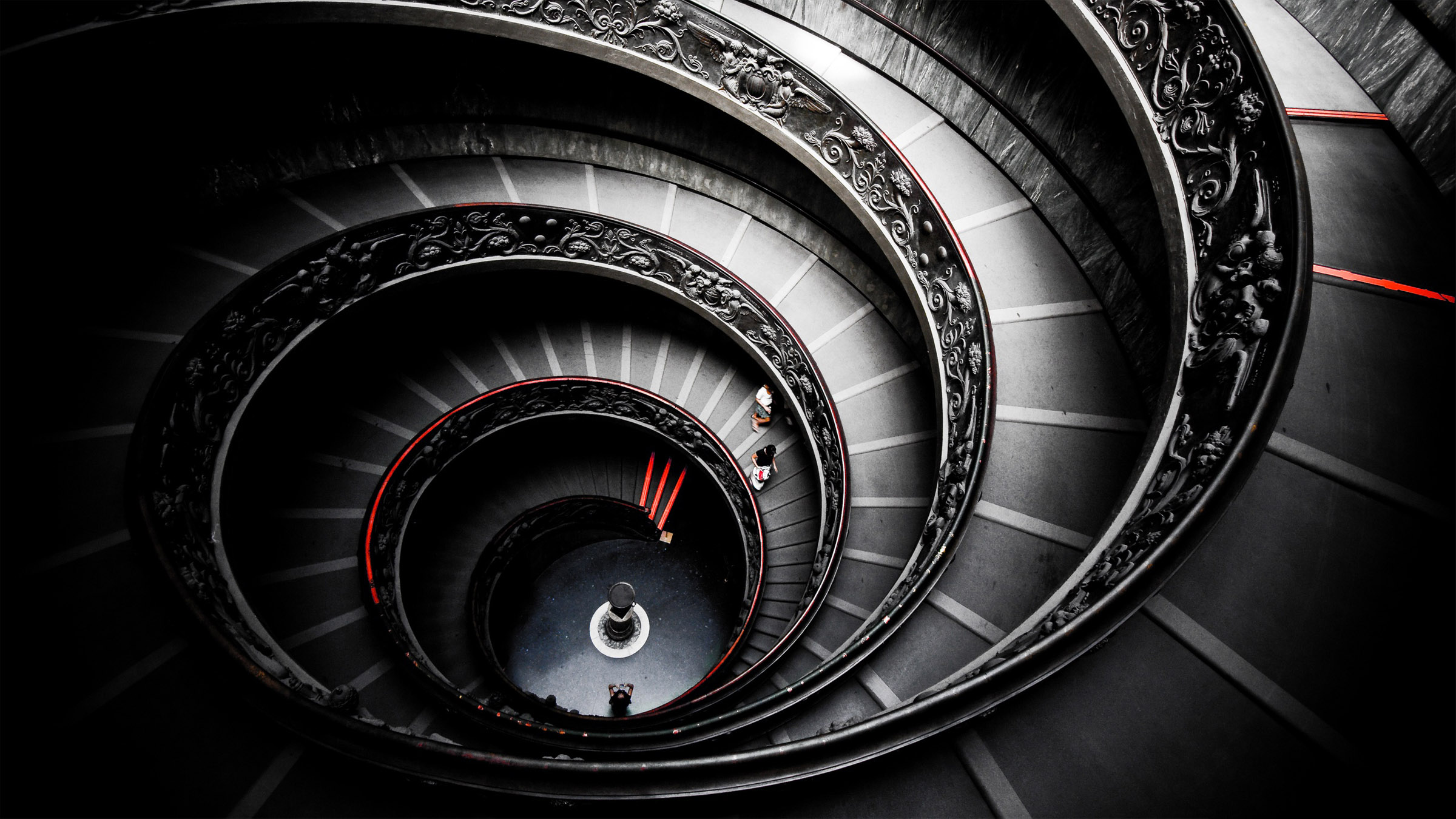General 2400x1350 stairs monochrome selective coloring circle architecture Vatican City Rome Italy