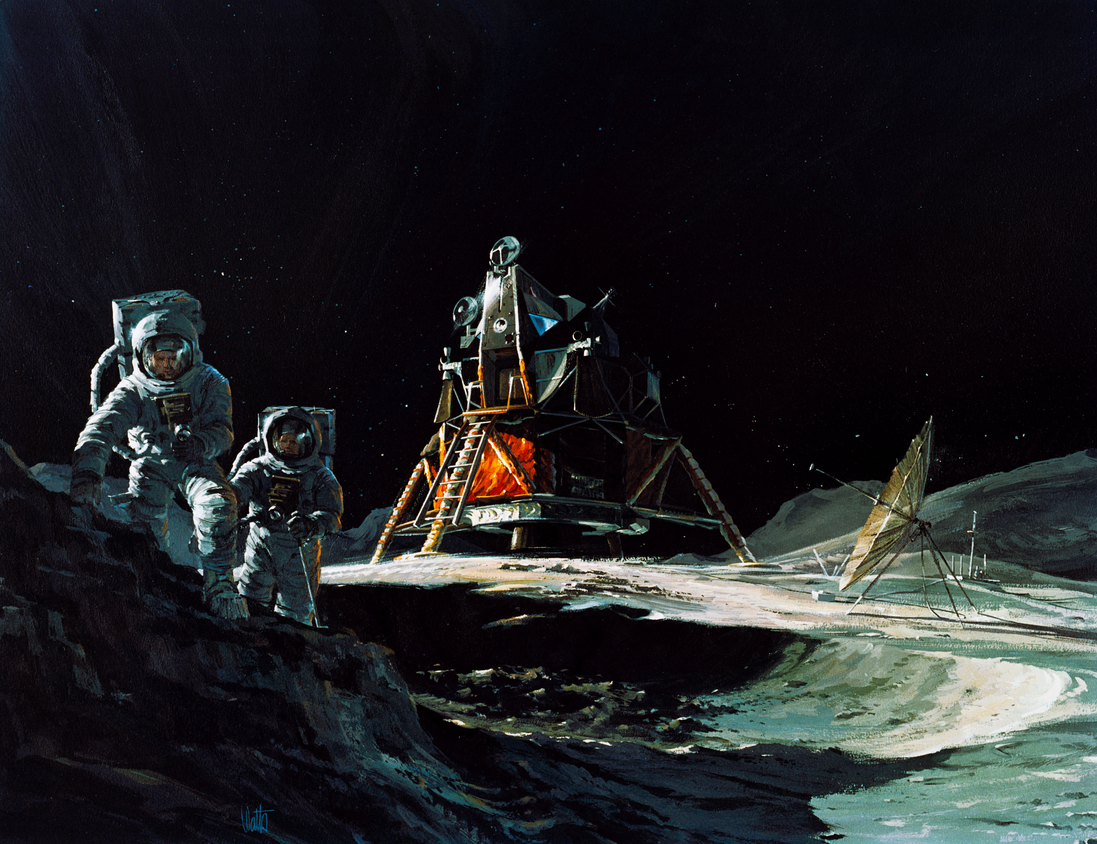 General 4566x3514 Apollo program NASA Moon astronaut Lunar lander concept art digital art