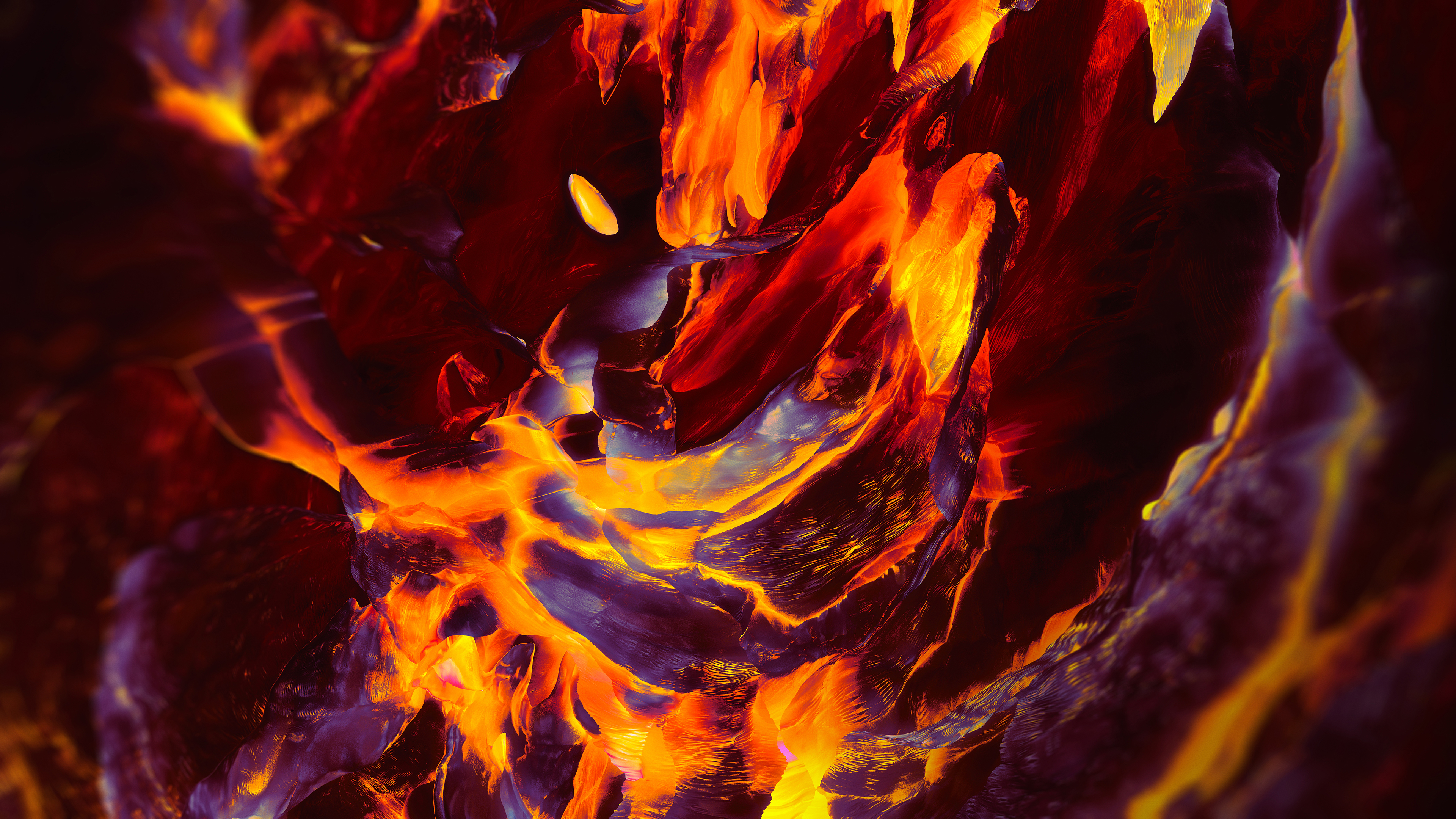 General 3840x2160 abstract lava shapes colorful digital art orange