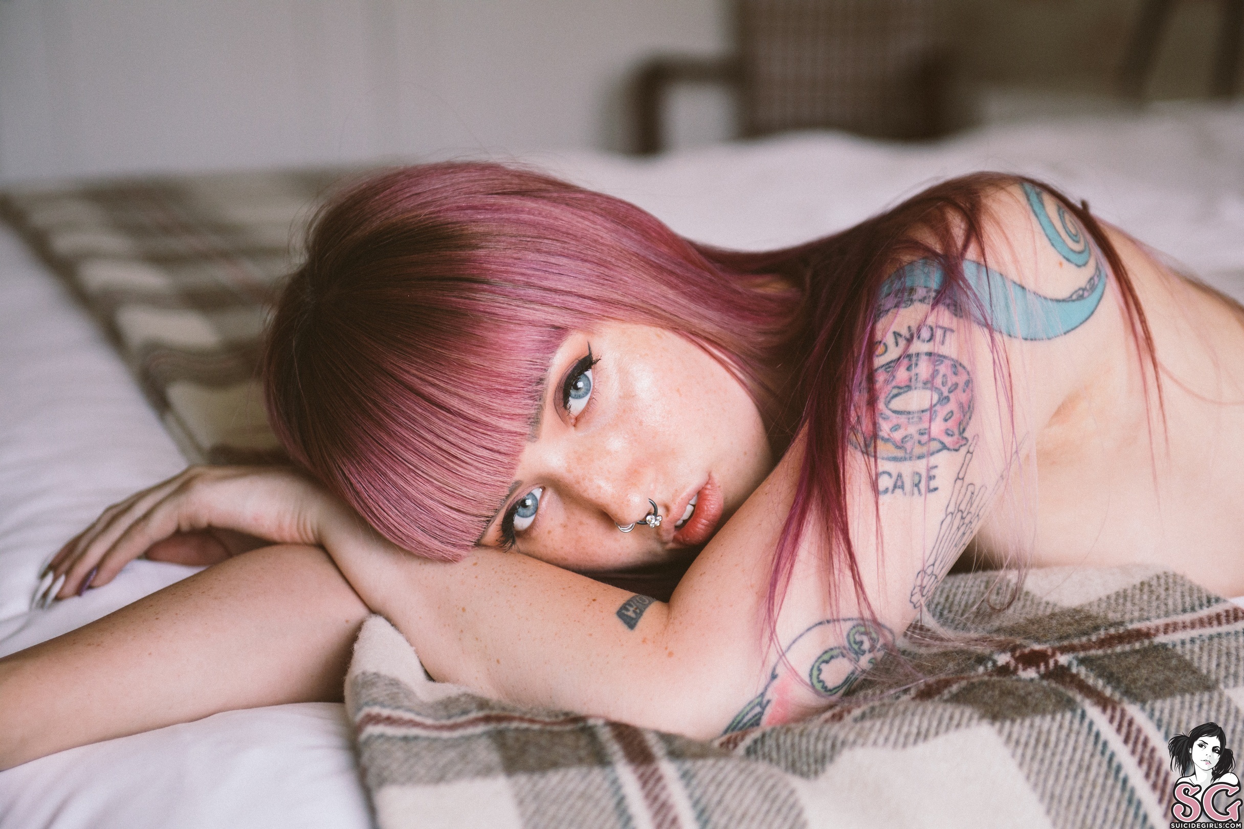 People 2432x1621 cygnet suicide Suicide Girls redhead tattoo women closeup watermarked