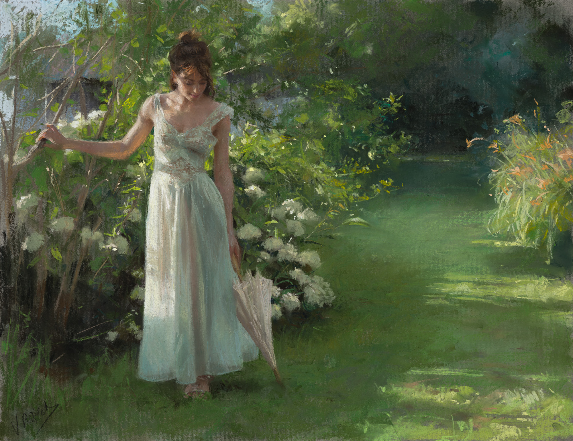 General 2000x1542 Vicente Romero Redondo painting women see-through dress flowers grass