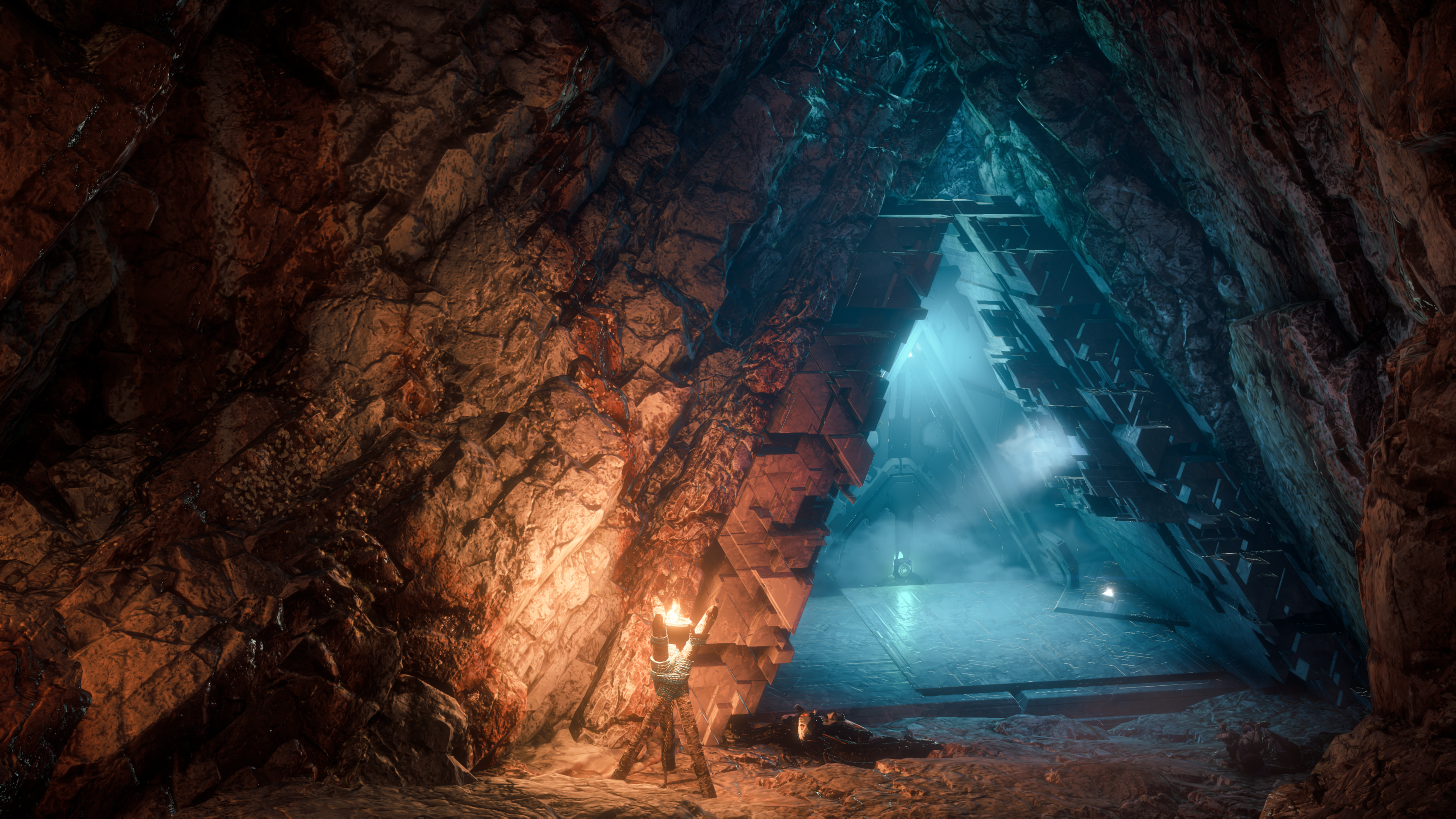 General 3840x2160 Horizon: Zero Dawn video games science fiction cave bunker vault lights 4K