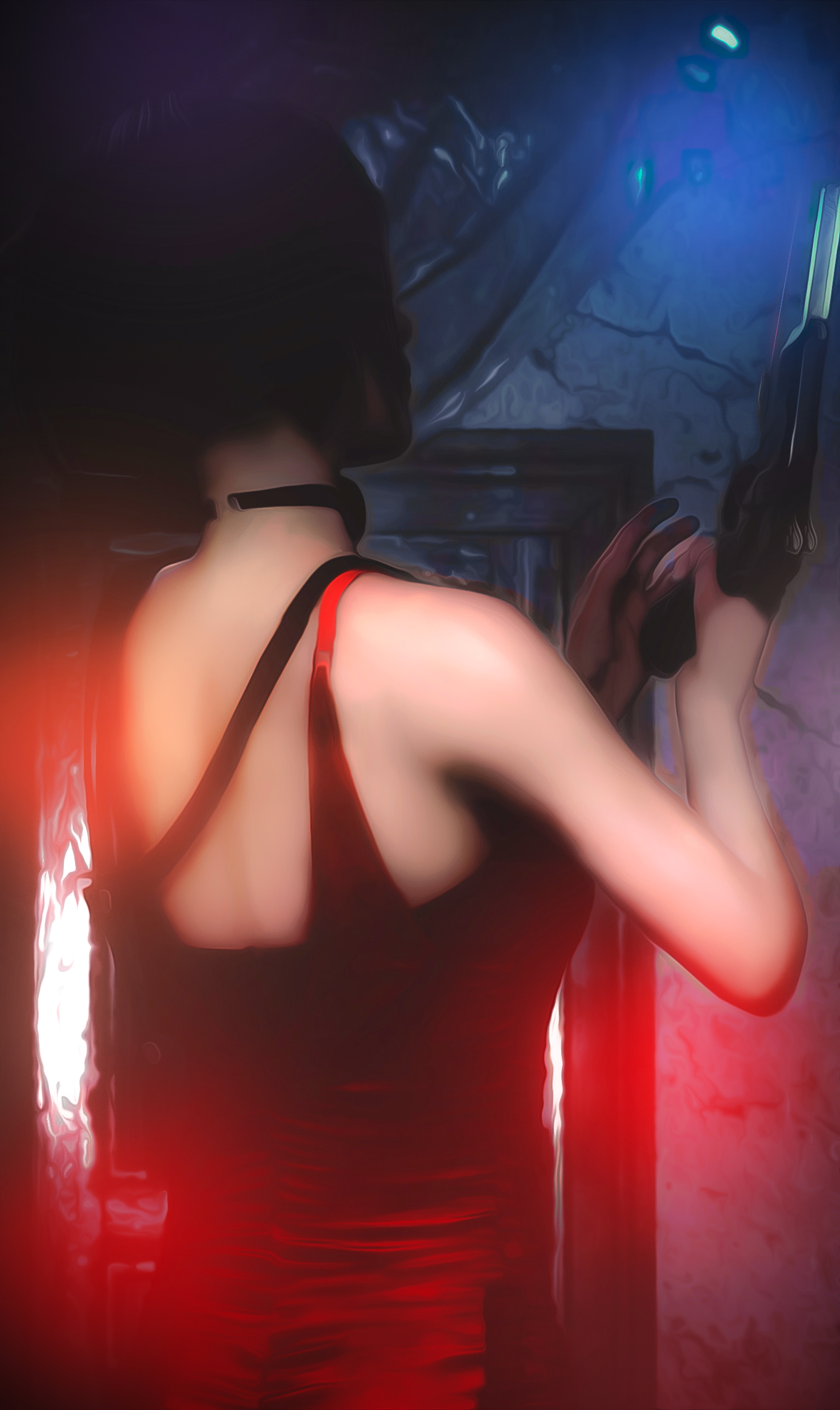 General 1365x2291 Resident Evil video game art video game girls gun back