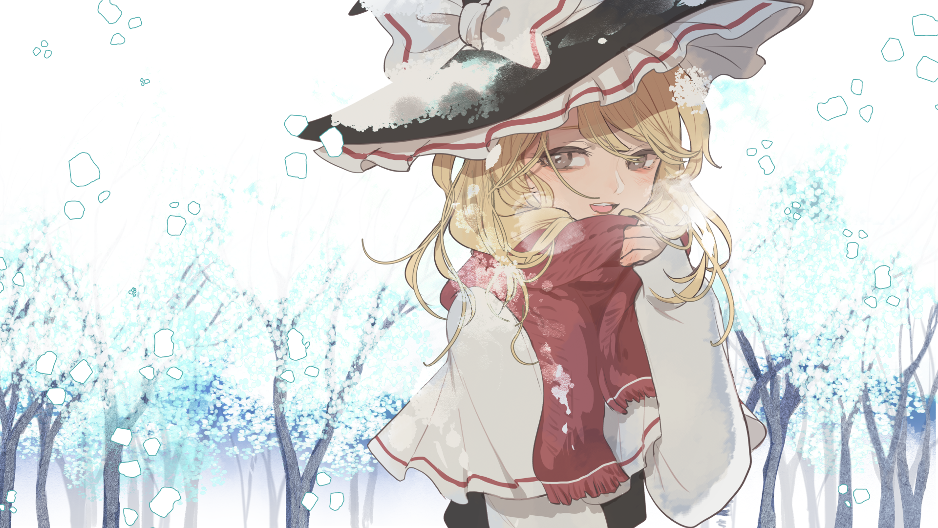 Anime 1920x1080 anime Kirisame Marisa blonde scarf winter anime girls Touhou