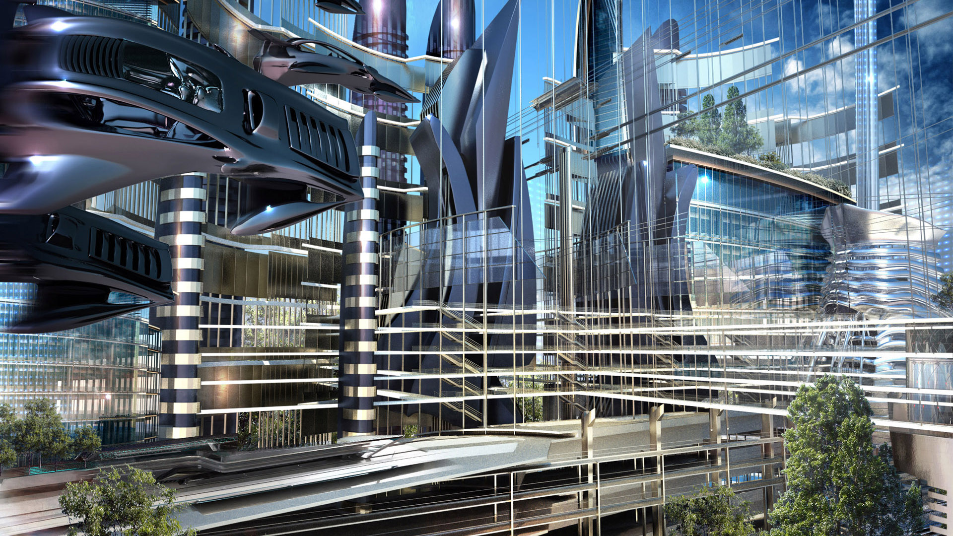General 1920x1080 futuristic science fiction digital art futuristic city CGI