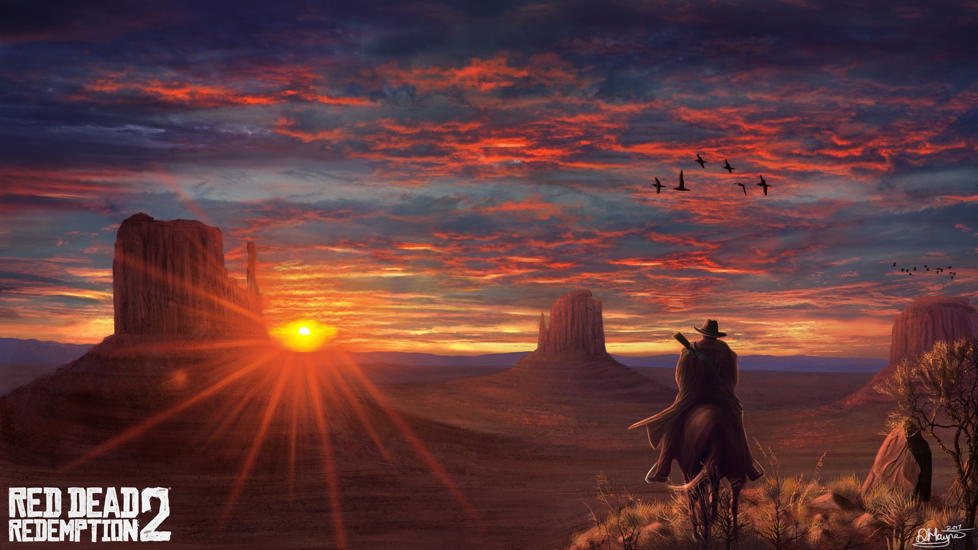 General 1920x1080 video games Red Dead Redemption 2 sunlight sky video game art 2017 (Year)