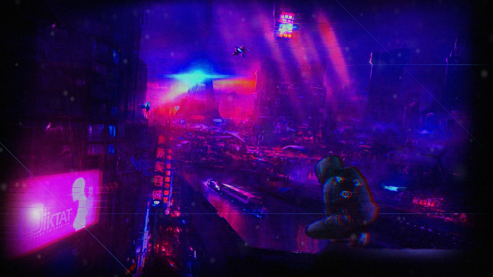 General 1920x1080 cyberpunk technology science fiction neon digital art futuristic colorful