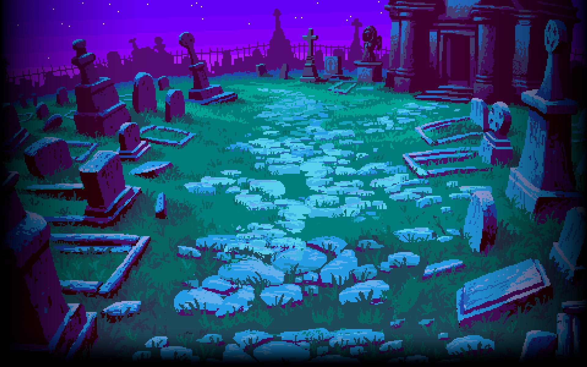General 1920x1200 digital art pixel art pixels pixelated grave cemetery night tombstones spooky stones Knights of Pen and Paper 2