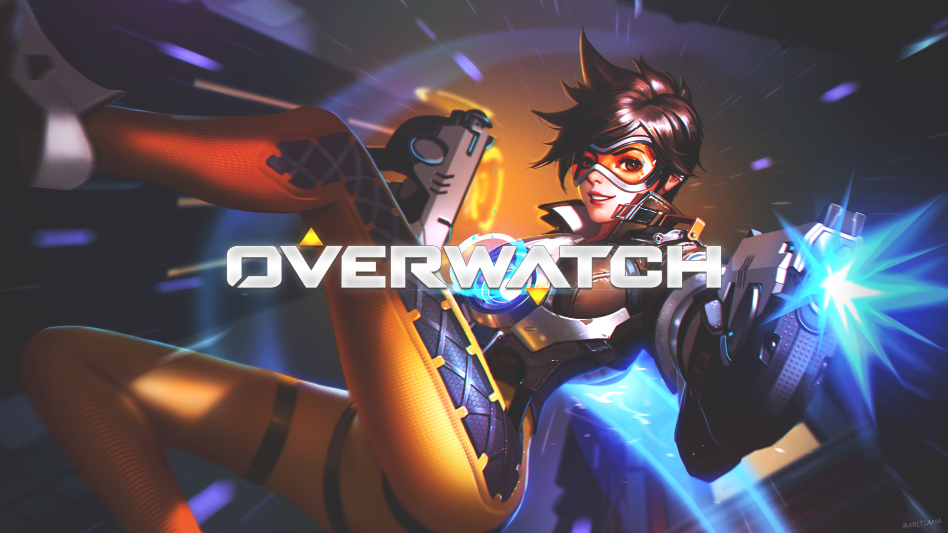 General 1920x1080 Overwatch Tracer (Overwatch) anime girls anime PC gaming weapon digital art