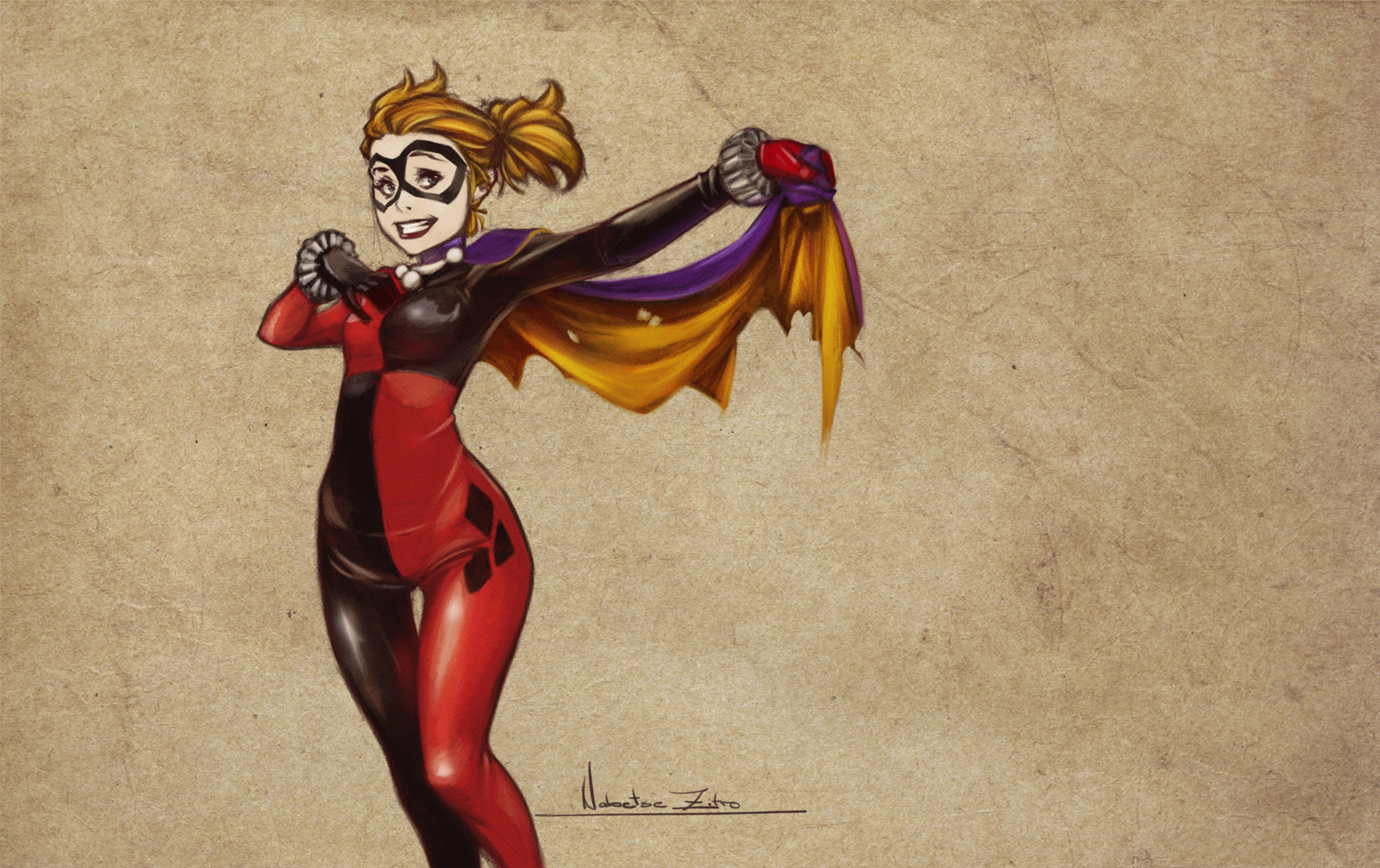 General 1920x1208 Nabetse Zitro Harley Quinn DC Comics superheroines mask simple background artwork comics comic art