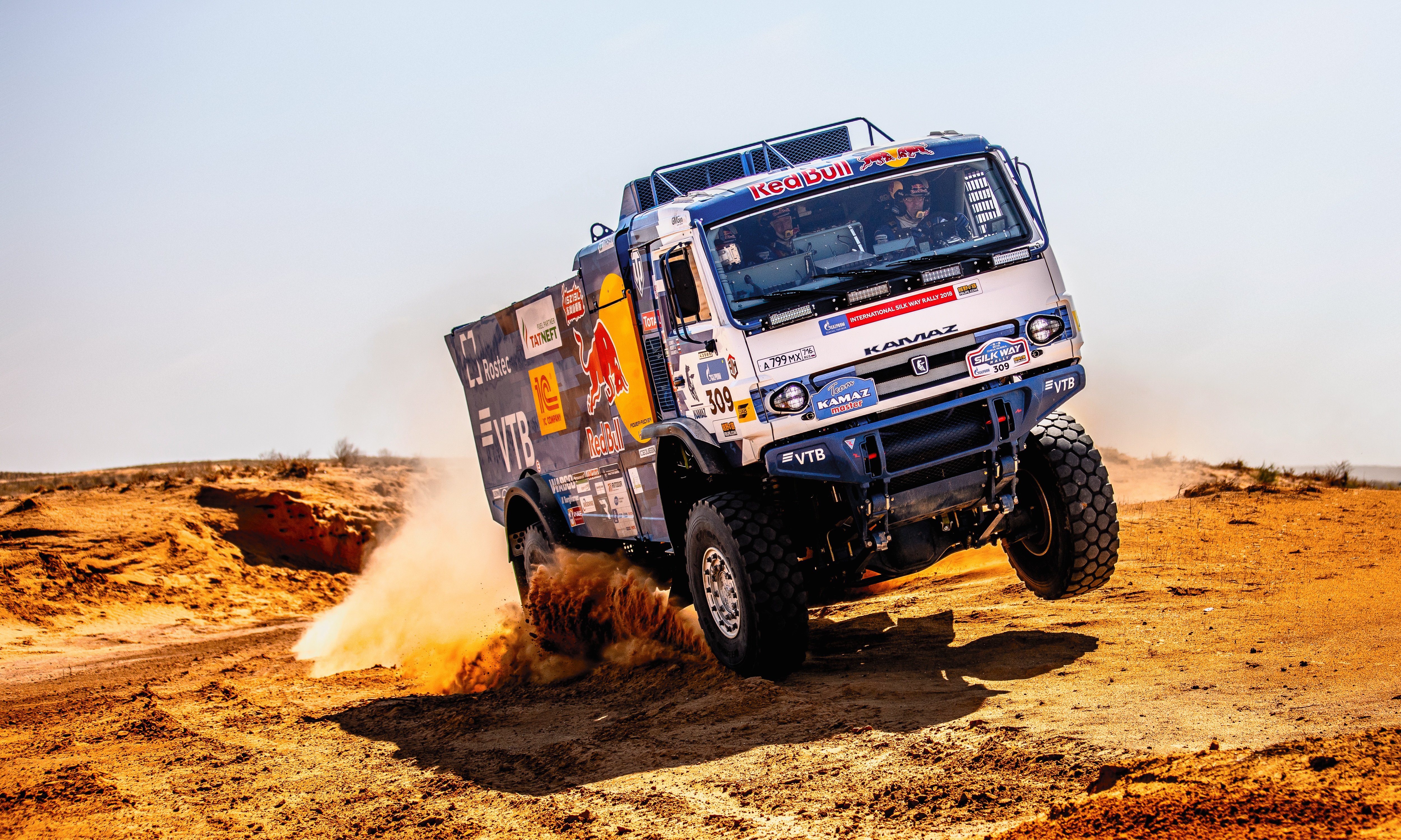 General 5000x3000 Rally truck desert vehicle Kamaz Red Bull Racing outdoors motorsport sport Blue Trucks livery Russian trucks