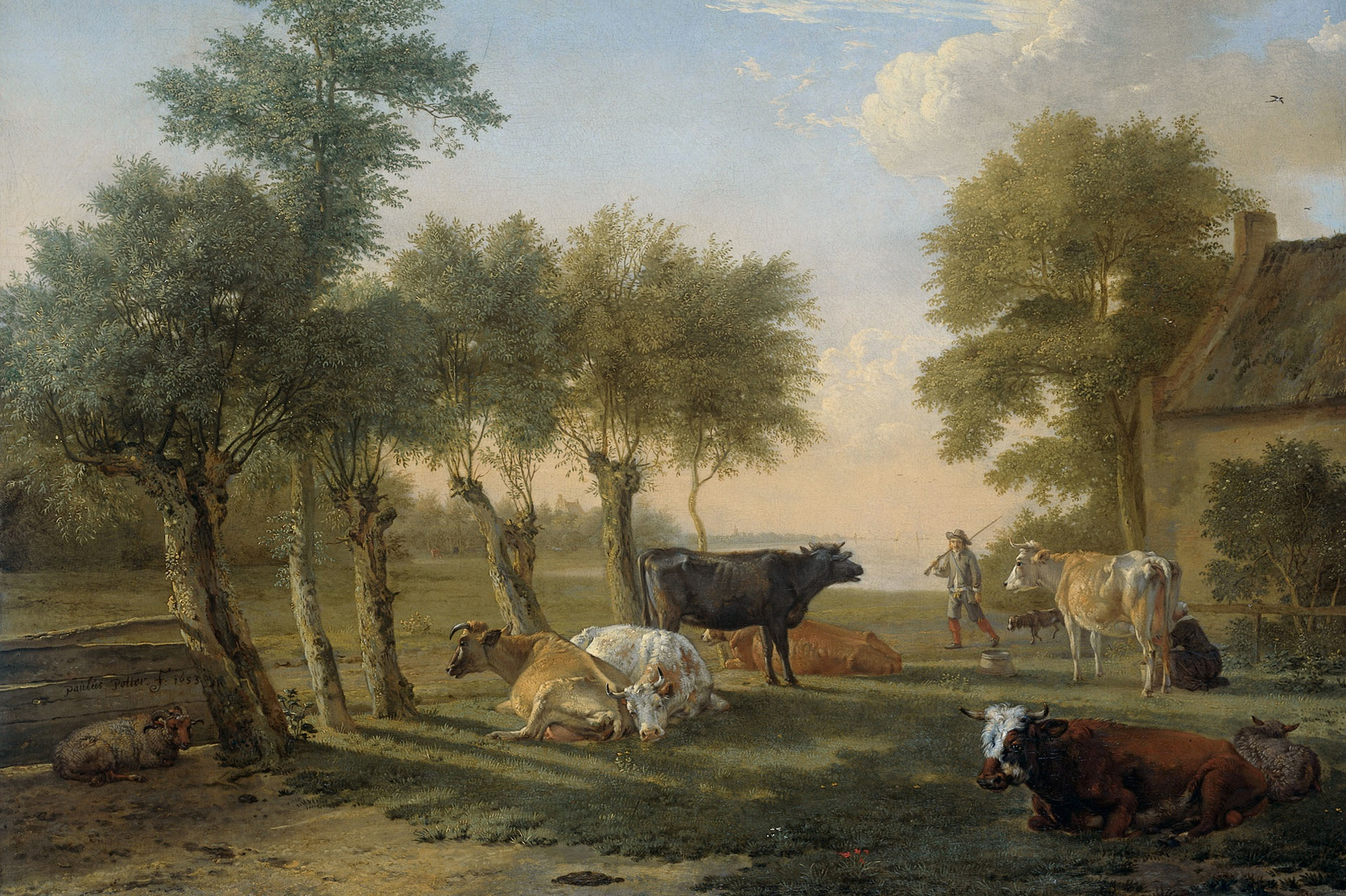General 4266x2840 farm cow painting classic art animals trees artwork