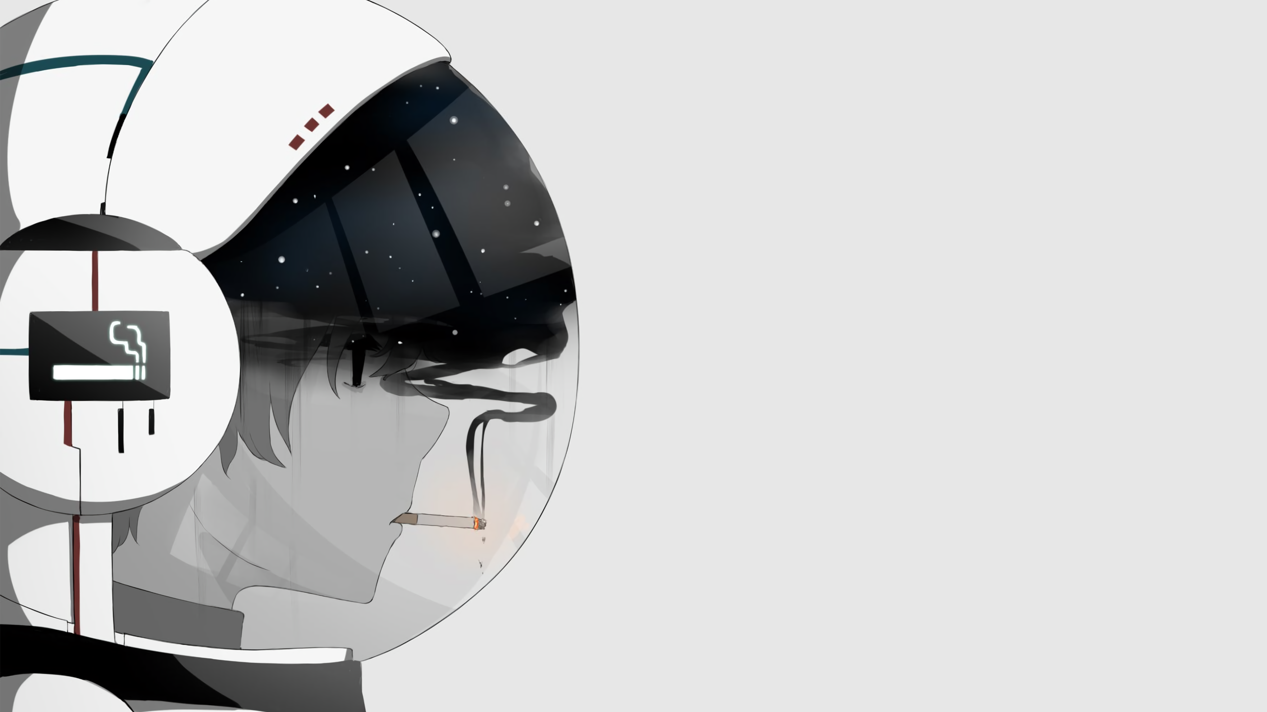 Anime 2560x1440 anime boys cigarettes helmet smoke spacesuit black eyes smoking