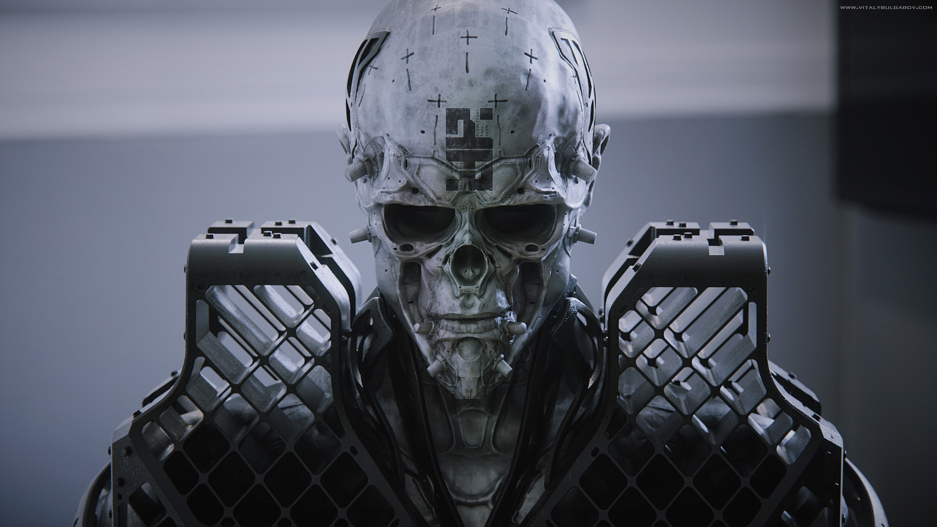 General 1920x1080 skull armor robot futuristic frontal view