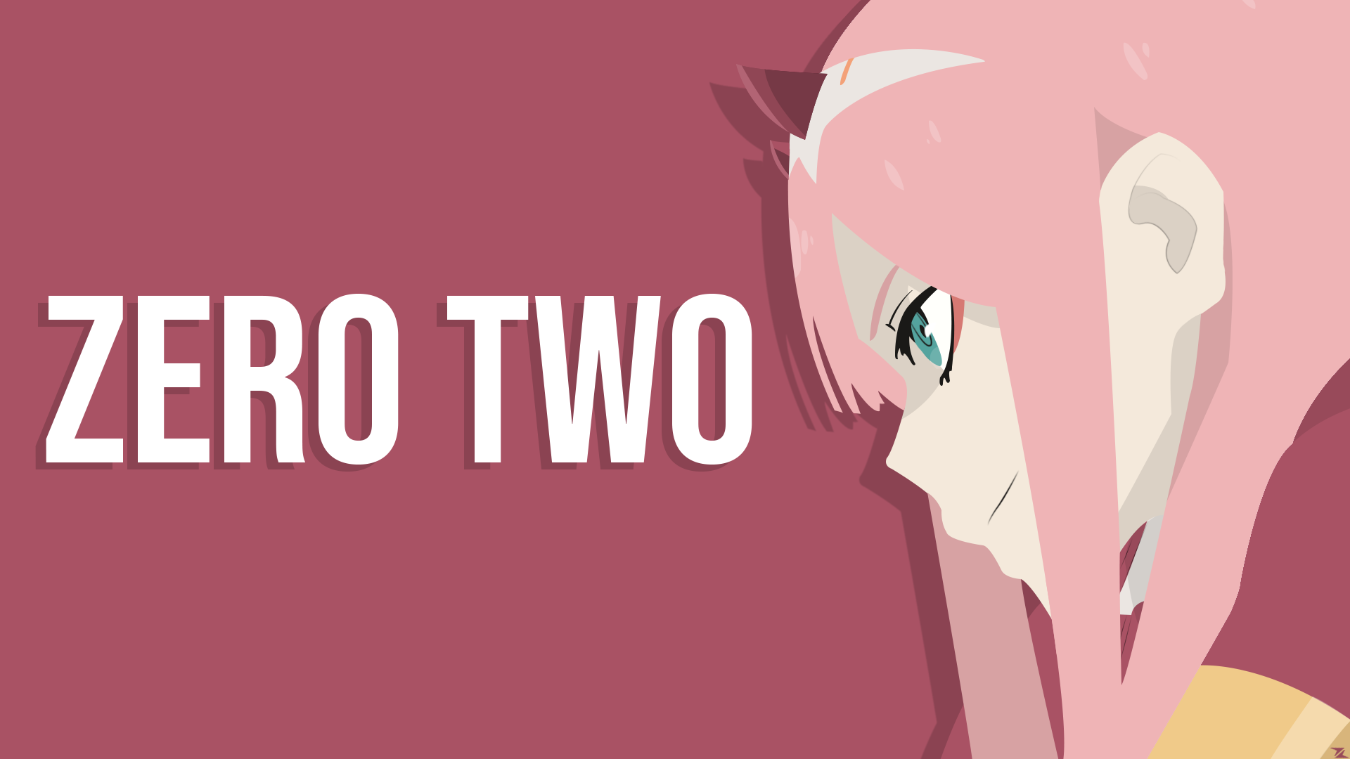 Anime 1920x1080 digital art artwork pink hair green eyes Darling in the FranXX Zero Two (Darling in the FranXX) anime anime girls mecha girls long hair simple background horns