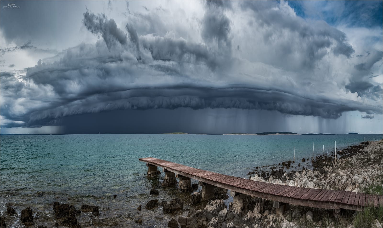 General 1600x952 nature landscape water clouds sea Croatia Mediterranean Sea horizon storm rain pier rocks coast