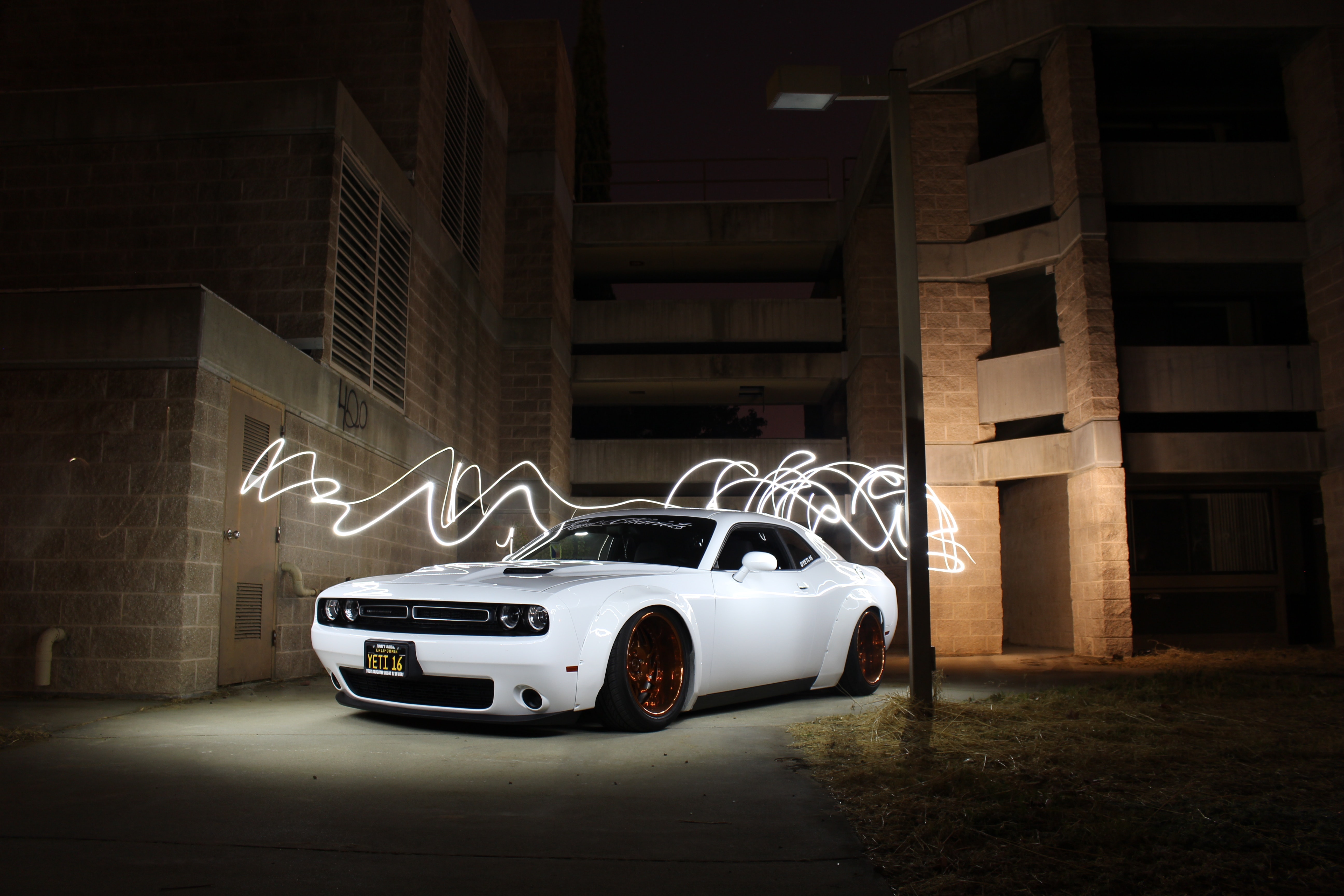 General 5184x3456 car Dodge stanced colored wheels Dodge Challenger white cars vehicle American cars