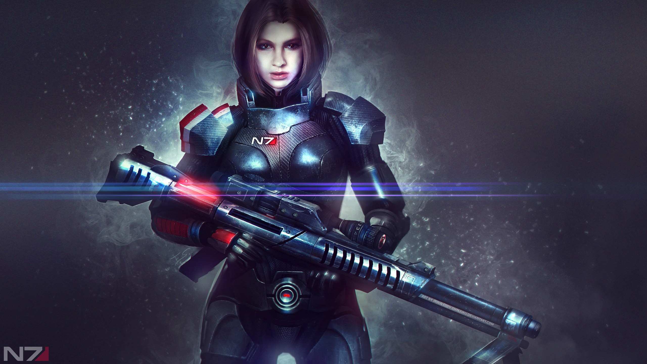 General 2560x1440 video games Mass Effect science fiction weapon video game art