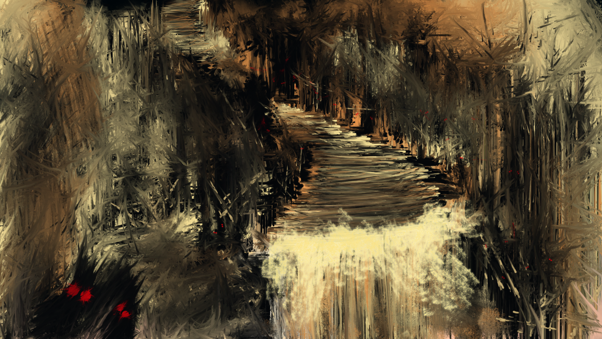 General 1920x1080 horror river creature abstract brown
