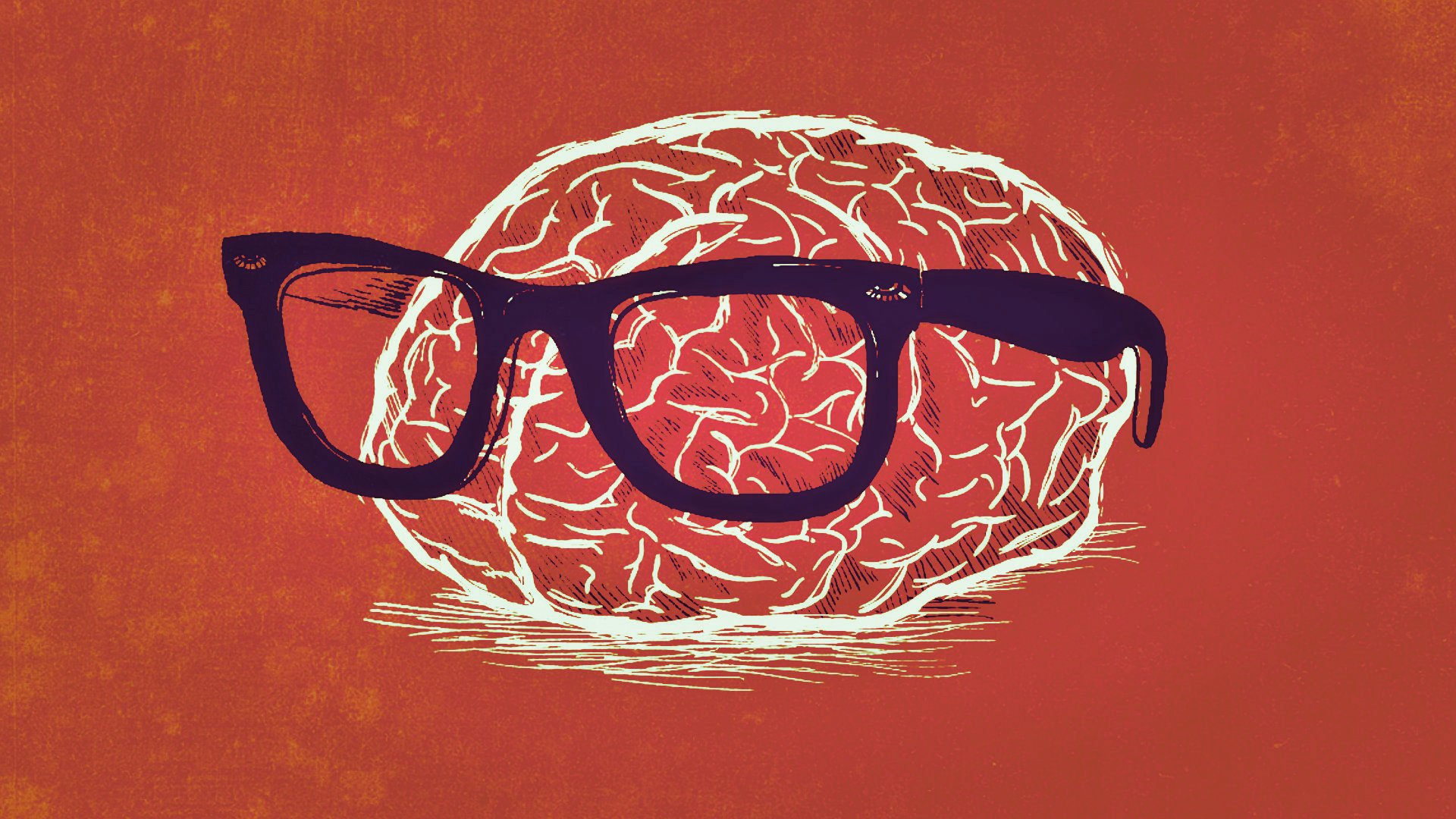 General 1920x1080 nerds glasses brain orange artwork