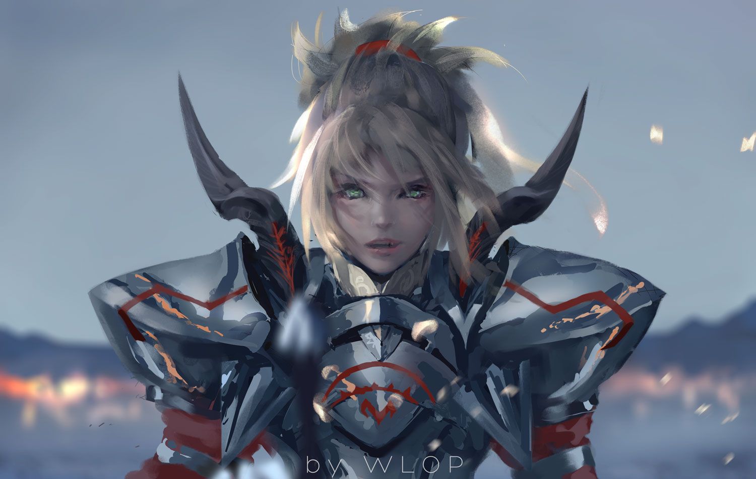Anime 1500x951 Fate/Apocrypha  anime girls WLOP Mordred (Fate/Apocrypha) Fate series blonde green eyes armor