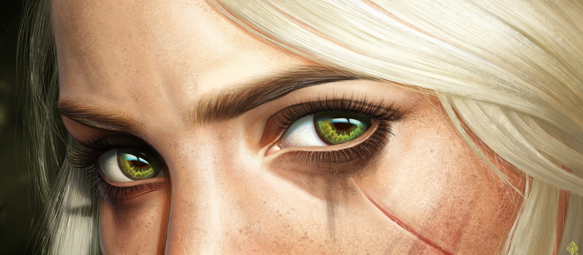 General 1920x840 digital art eyes closeup Cirilla Fiona Elen Riannon The Witcher 3: Wild Hunt