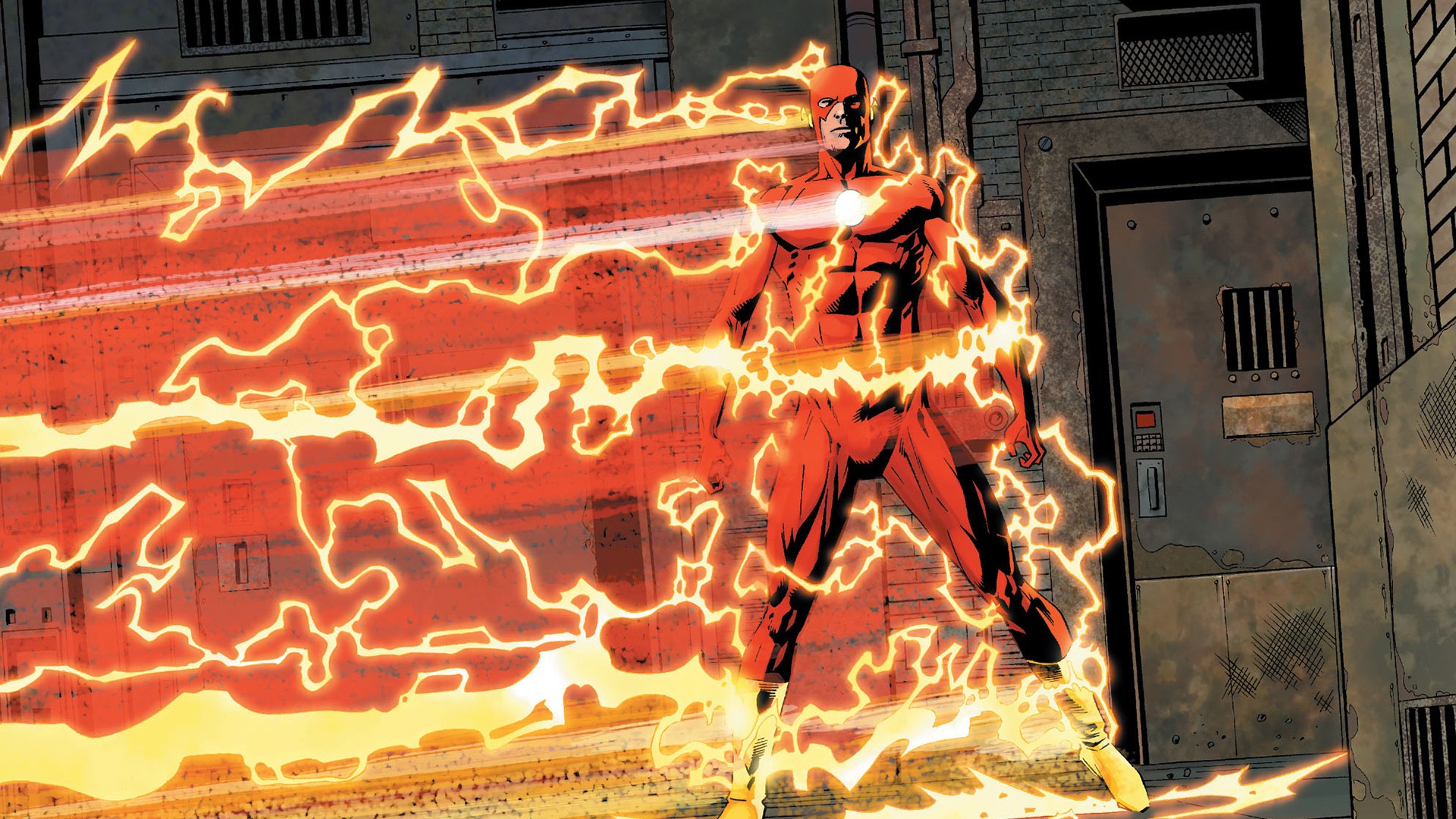 General 1920x1080 superhero DC Comics red The Flash lightning bodysuit comic art