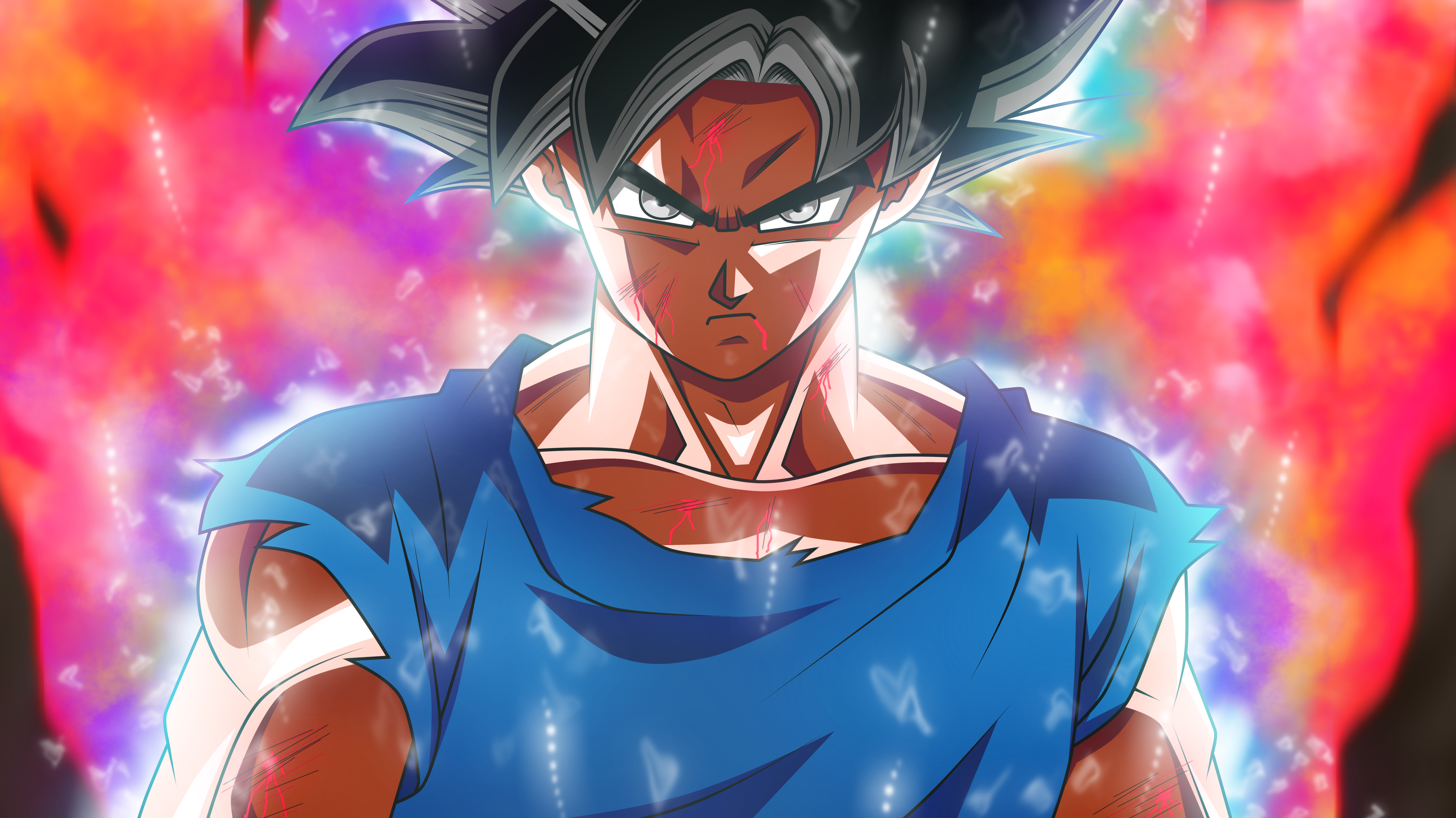 Anime 5760x3240 Son Goku anime boys anime dark hair face angry black hair looking at viewer
