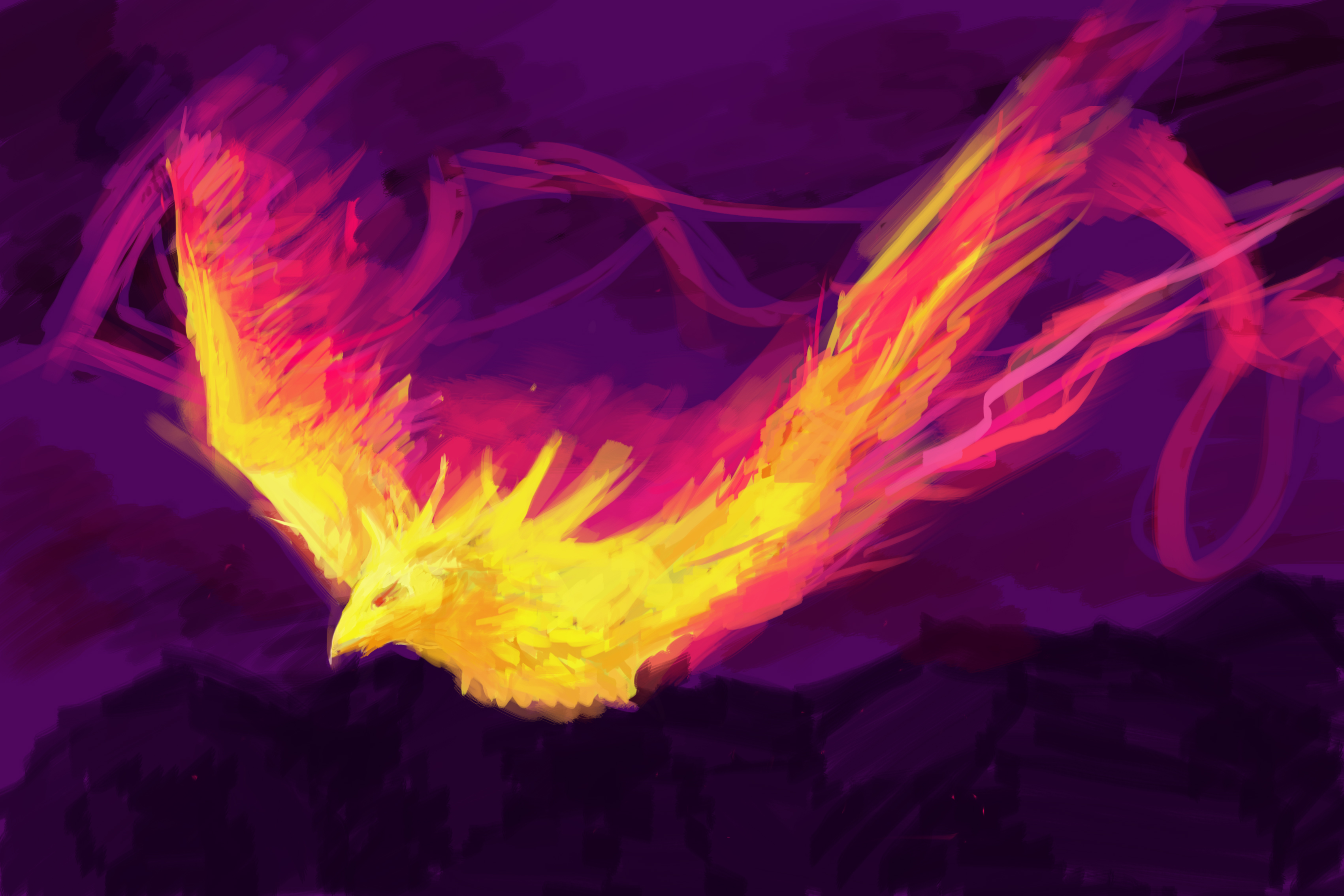General 3402x2268 phoenix fantasy art colorful creature purple ashes of al'ar