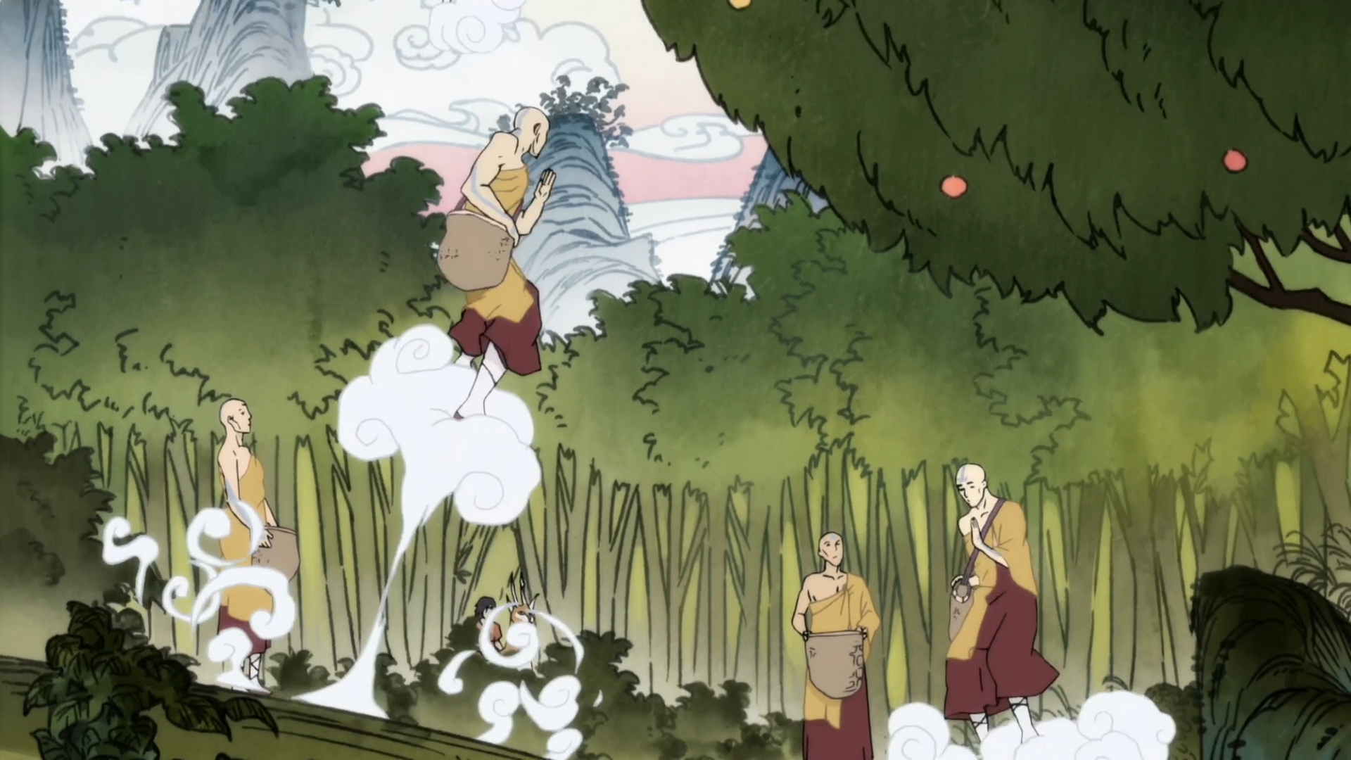 Anime 1920x1080 Avatar anime trees monks