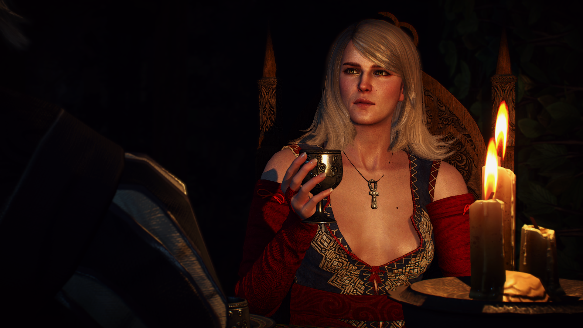 General 1920x1080 The Witcher 3: Wild Hunt video games Keira Metz screen shot RPG PC gaming necklace video game girls video game characters fantasy girl blonde candles long hair
