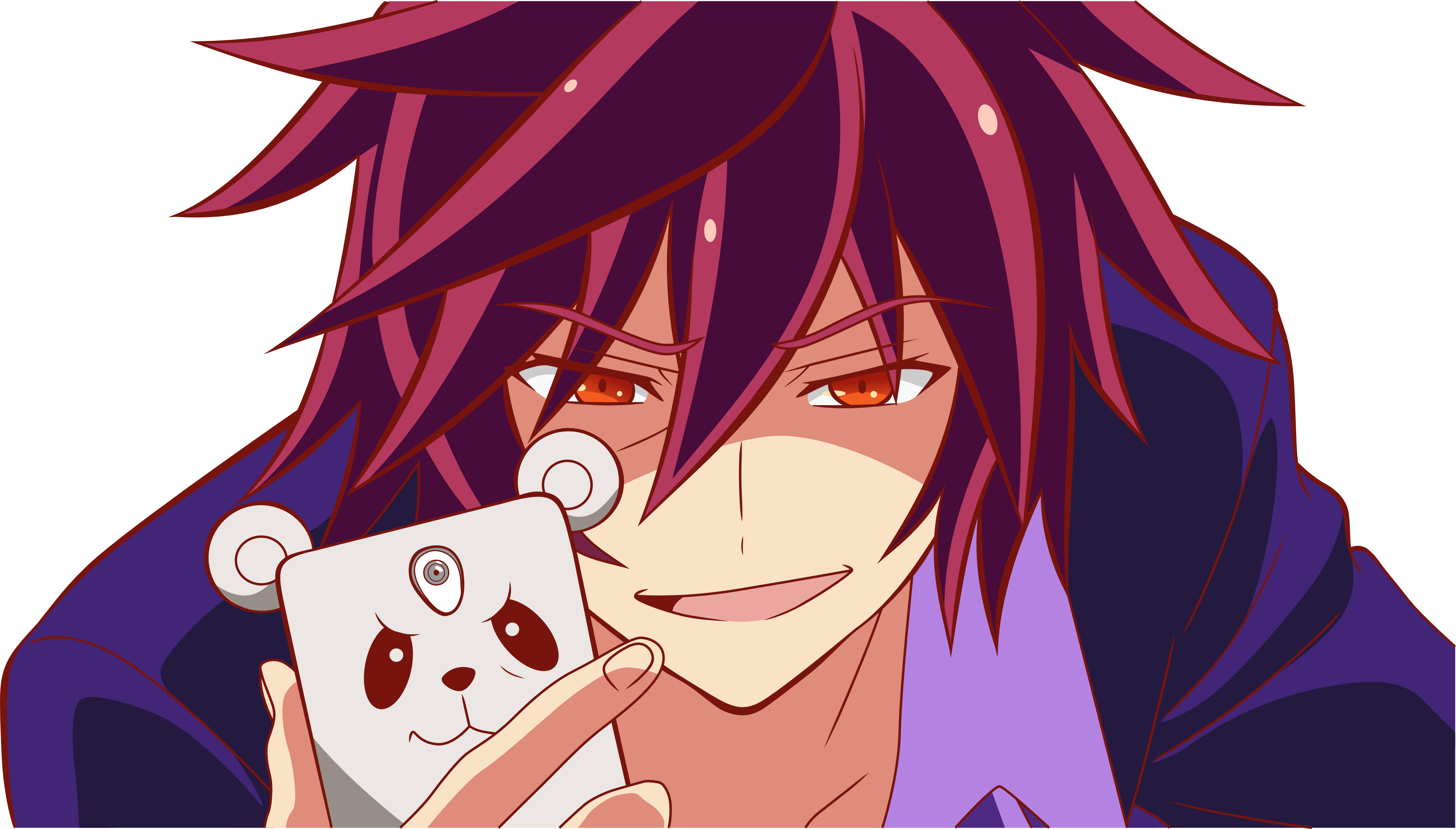 Anime 4371x2490 anime No Game No Life Sora (No Game No Life) anime boys red eyes hair in face black background looking at viewer