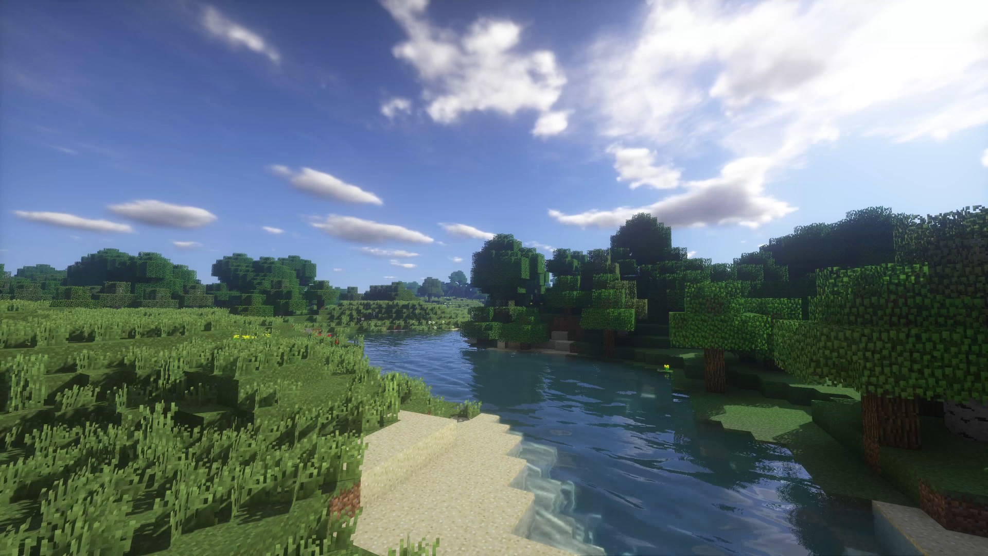 General 1920x1080 landscape Minecraft shaders river