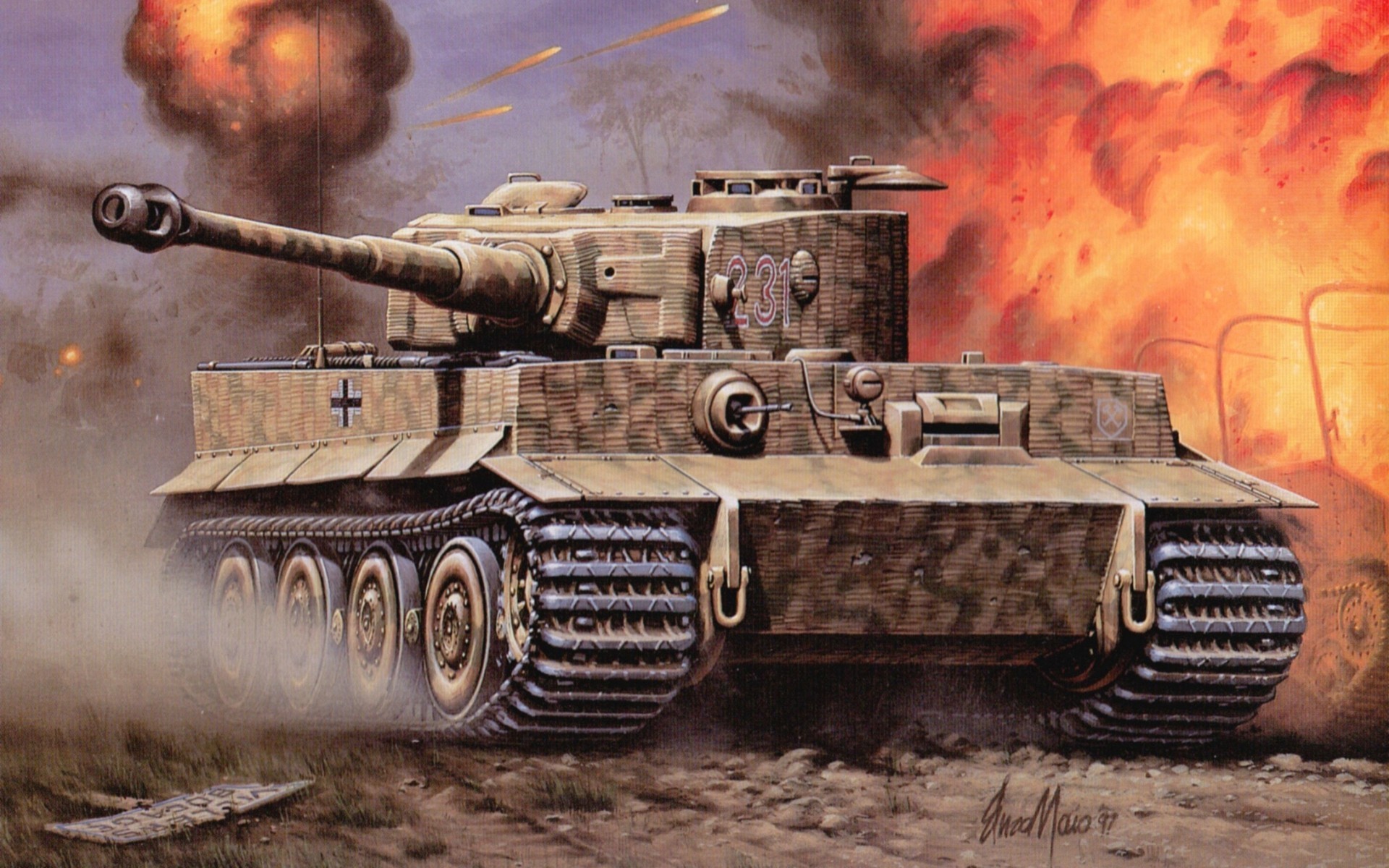 General 1920x1200 tank war vehicle numbers Wehrmacht military artwork Tiger I German tanks World War II