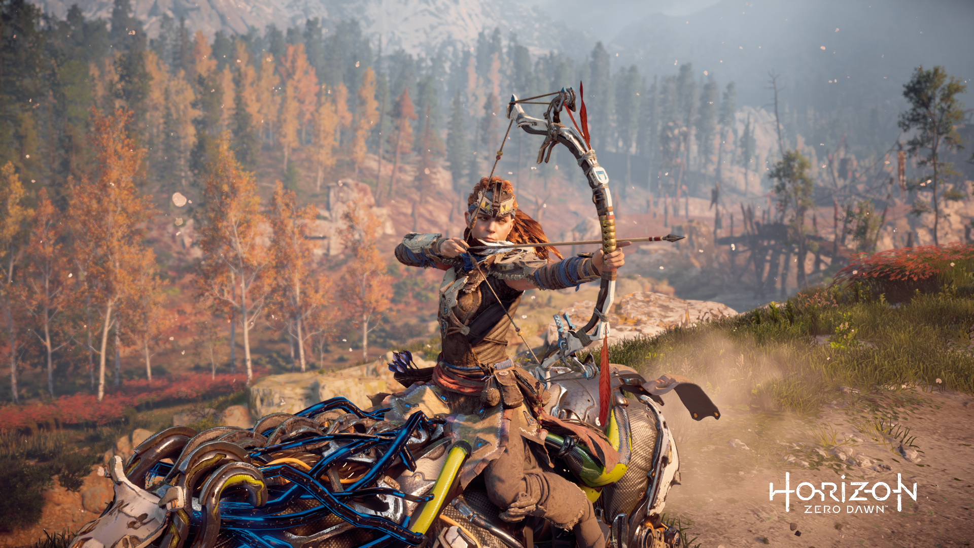 General 1920x1080 Horizon: Zero Dawn Aloy screen shot landscape bow bow and arrow mechs Mech Animals Guerrilla Games video games video game characters