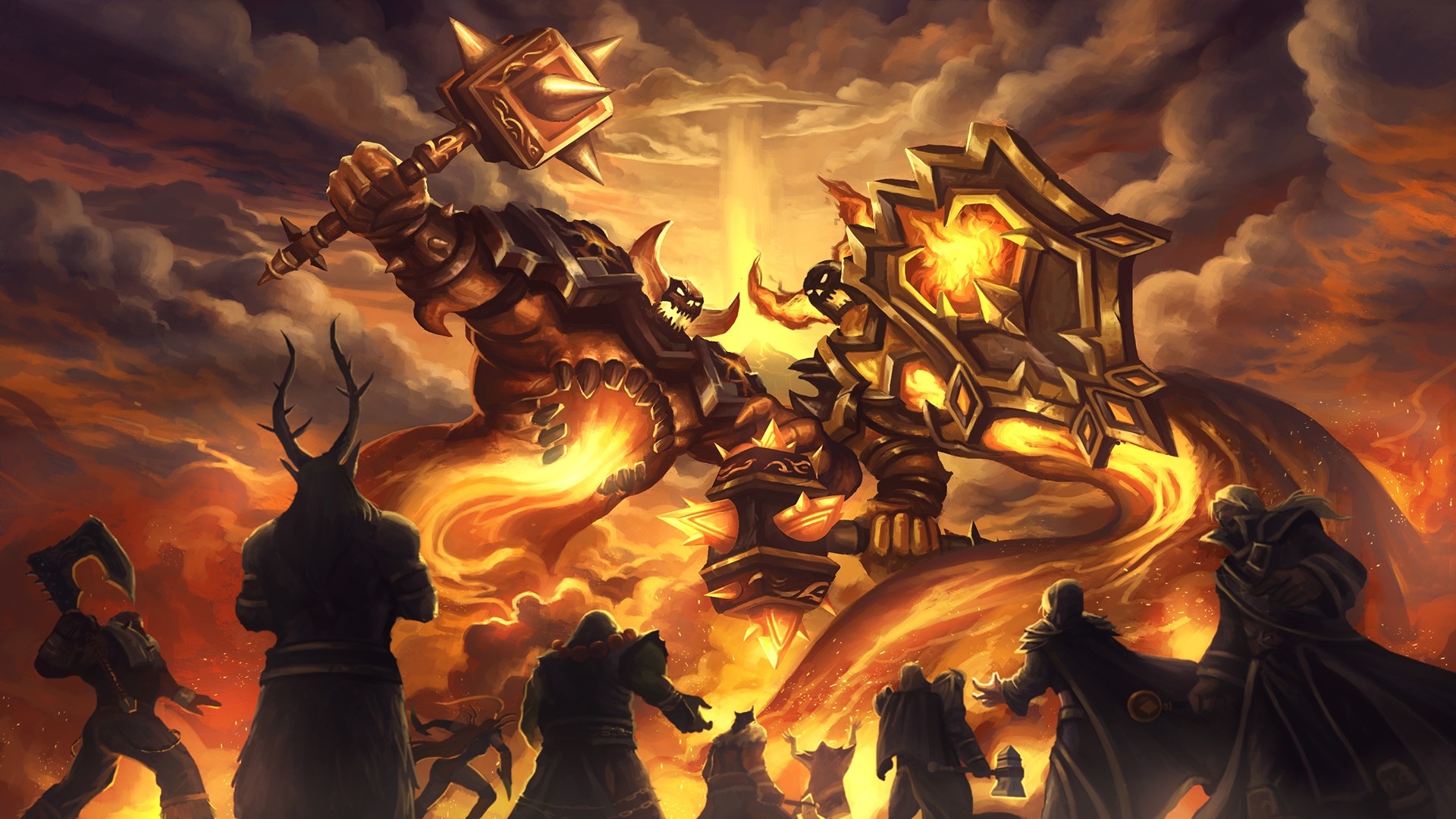 General 1920x1080 video games Warcraft World of Warcraft Hearthstone Ragnaros Gorehowl fire digital art artwork fantasy art