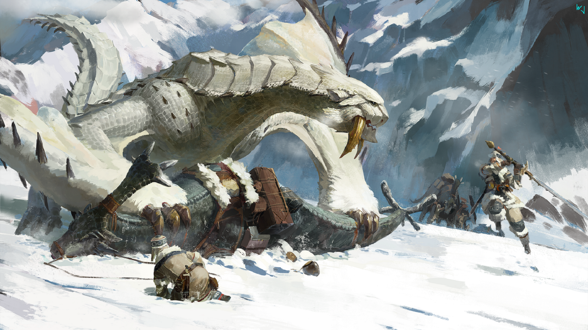 General 1920x1080 video games Monster Hunter snow mountains Barioth