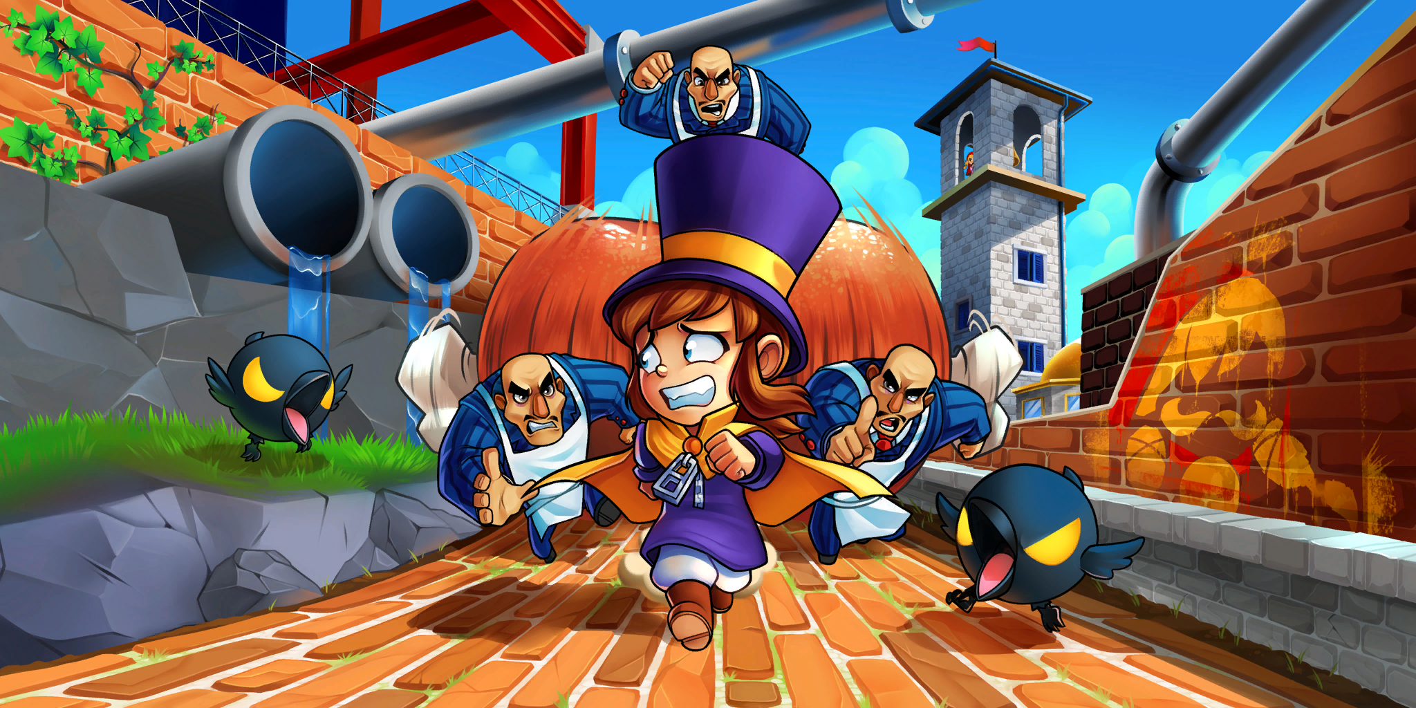 General 2048x1024 video games A Hat In Time running hat video game characters