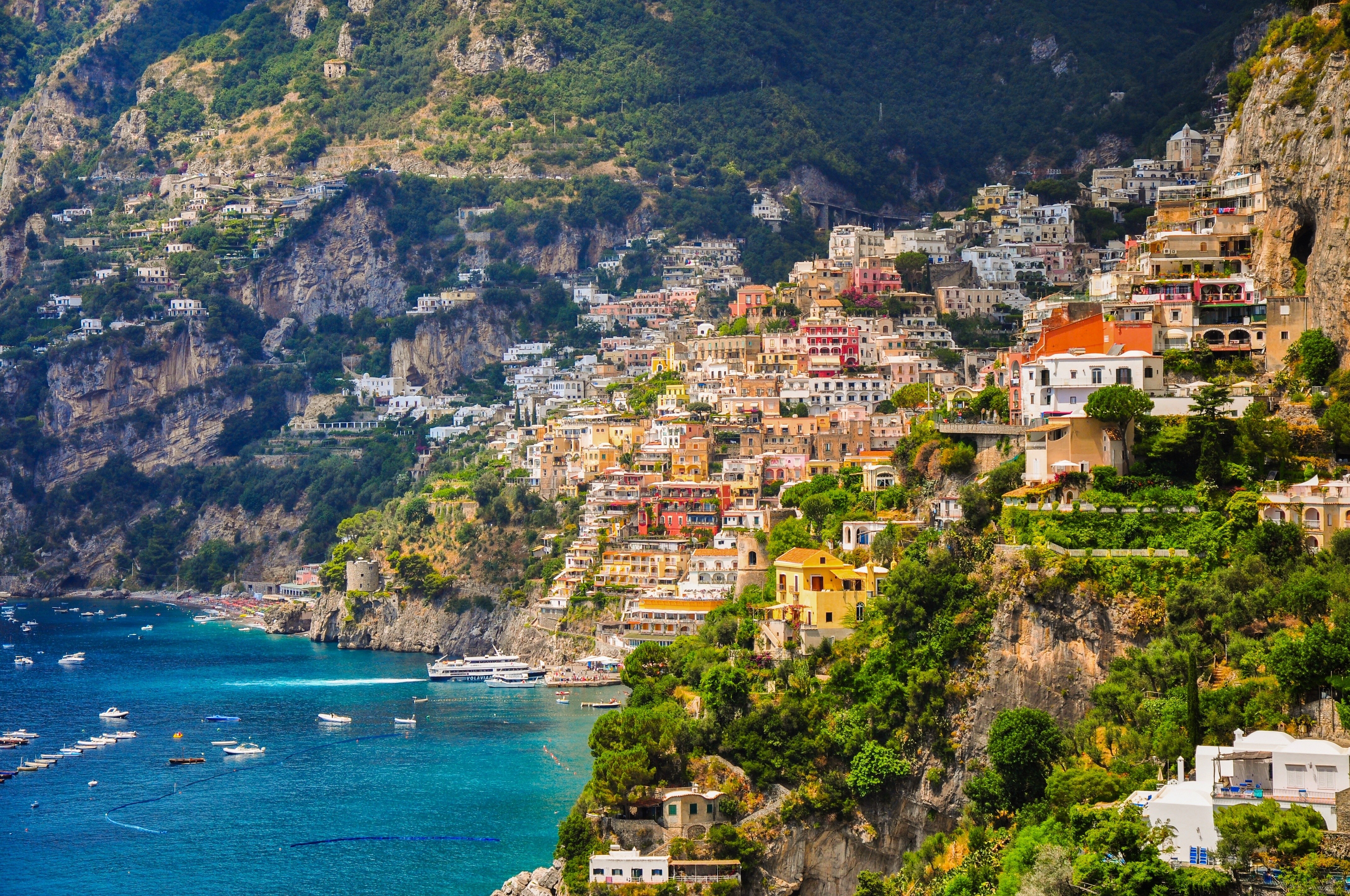 General 4288x2848 water cliff Amalfi coast sea bay boat idyllic Italy town