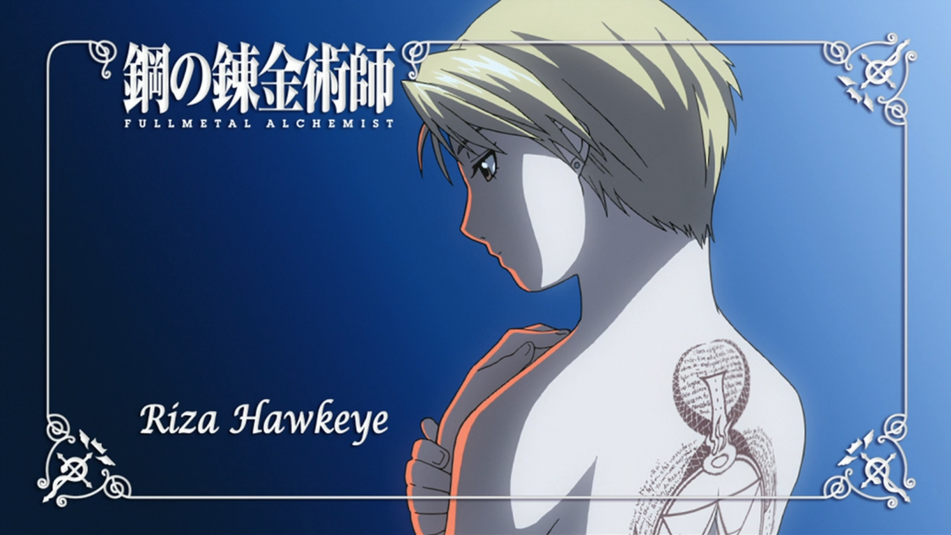 Anime 1920x1080 Fullmetal Alchemist: Brotherhood Riza Hawkeye anime anime girls blue background inked girls