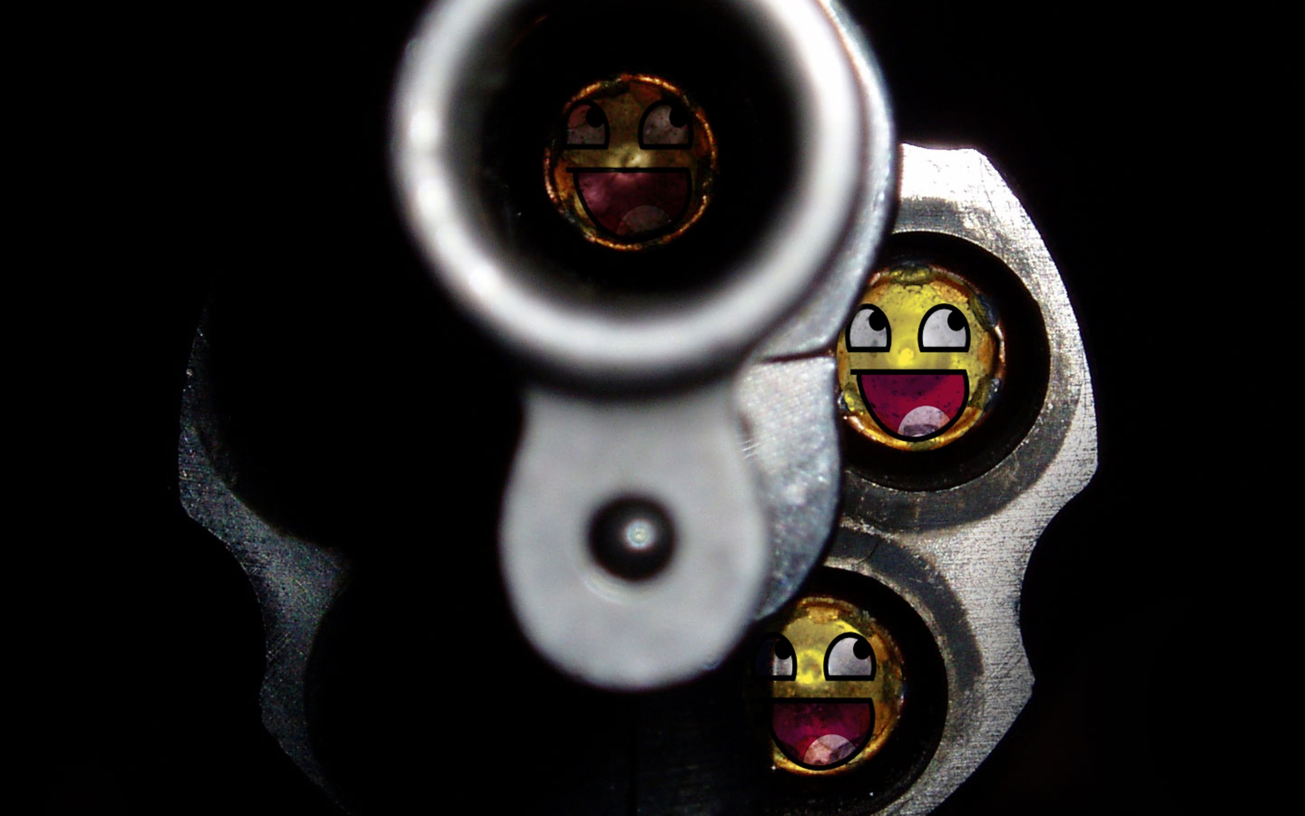 General 2560x1600 awesome face Emoji gun at gunpoint closeup black background simple background weapon revolver memes