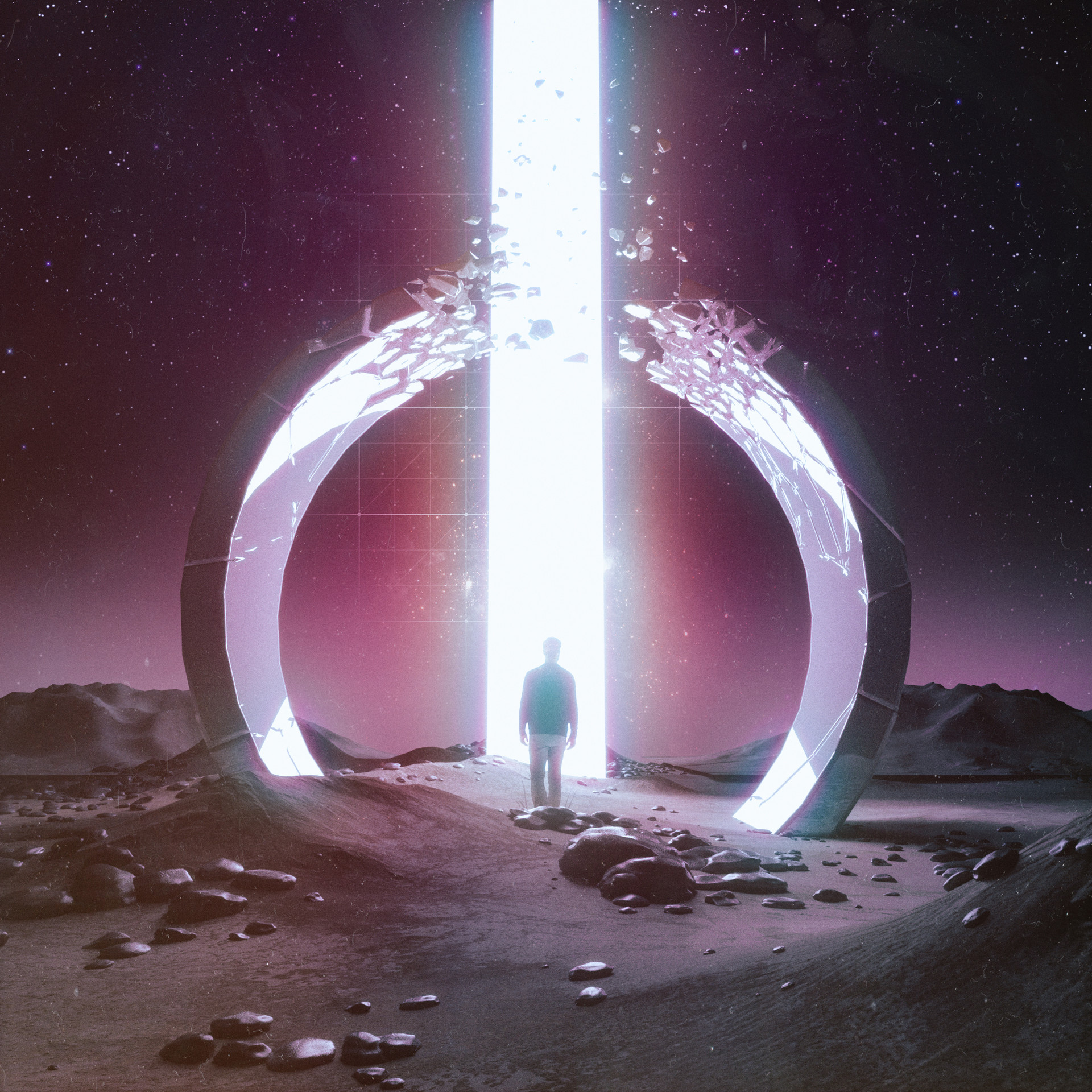 General 1920x1920 beeple digital art CGI neon Moon